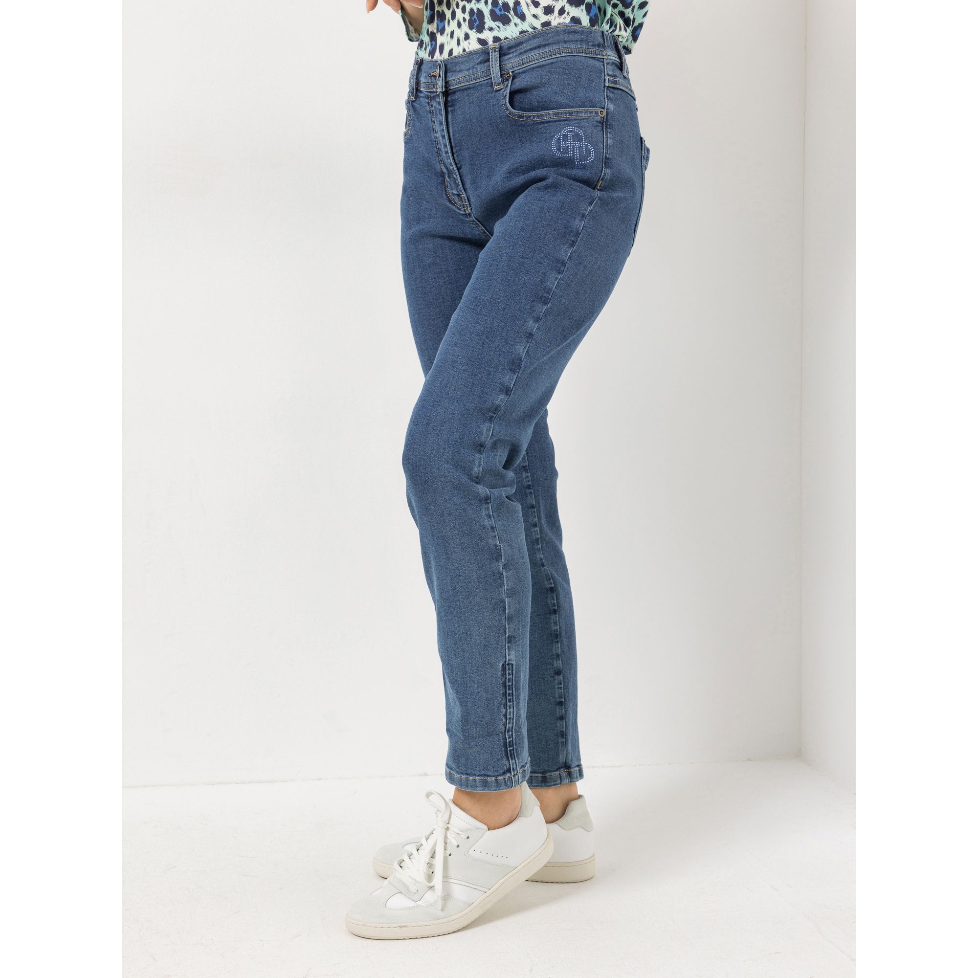 AMINATI® Jeans, knöchellang 5-Pocket-Style Strassverzierung Logo-Details