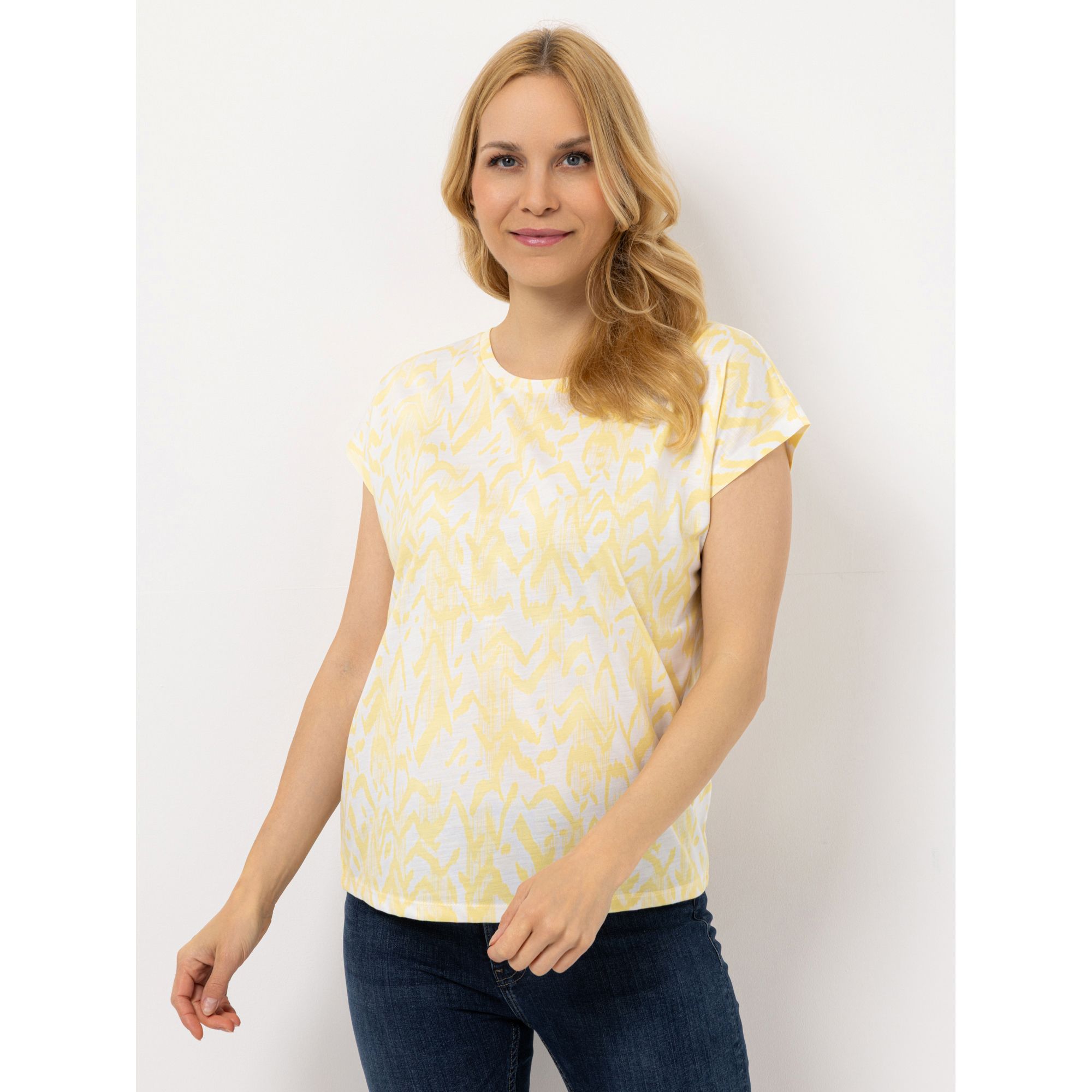 DENIM & CO. Shirt 1/2-Arm Rundhalsausschnitt Allover-Druck