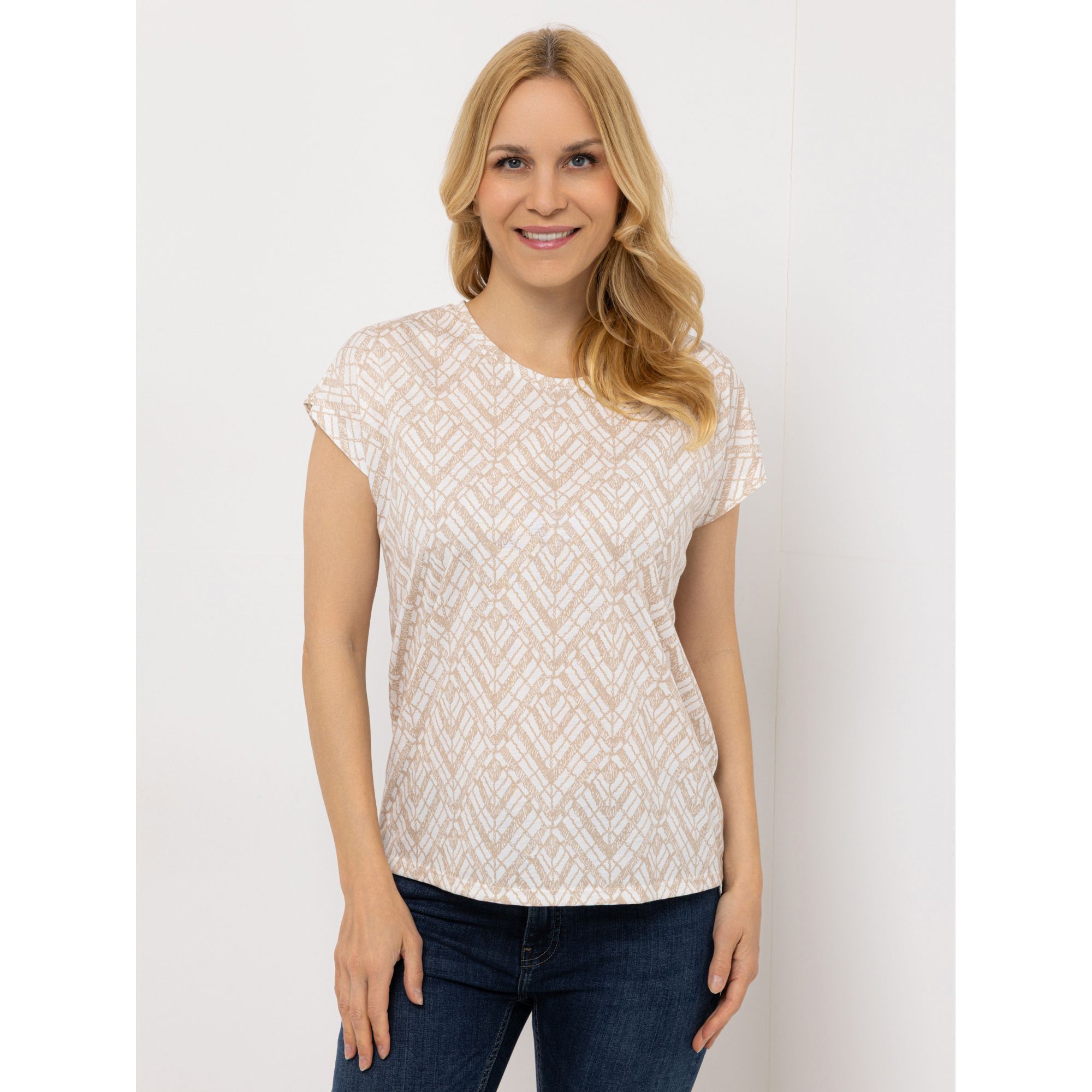 DENIM & CO. Shirt 1/2-Arm Rundhalsausschnitt Allover-Druck