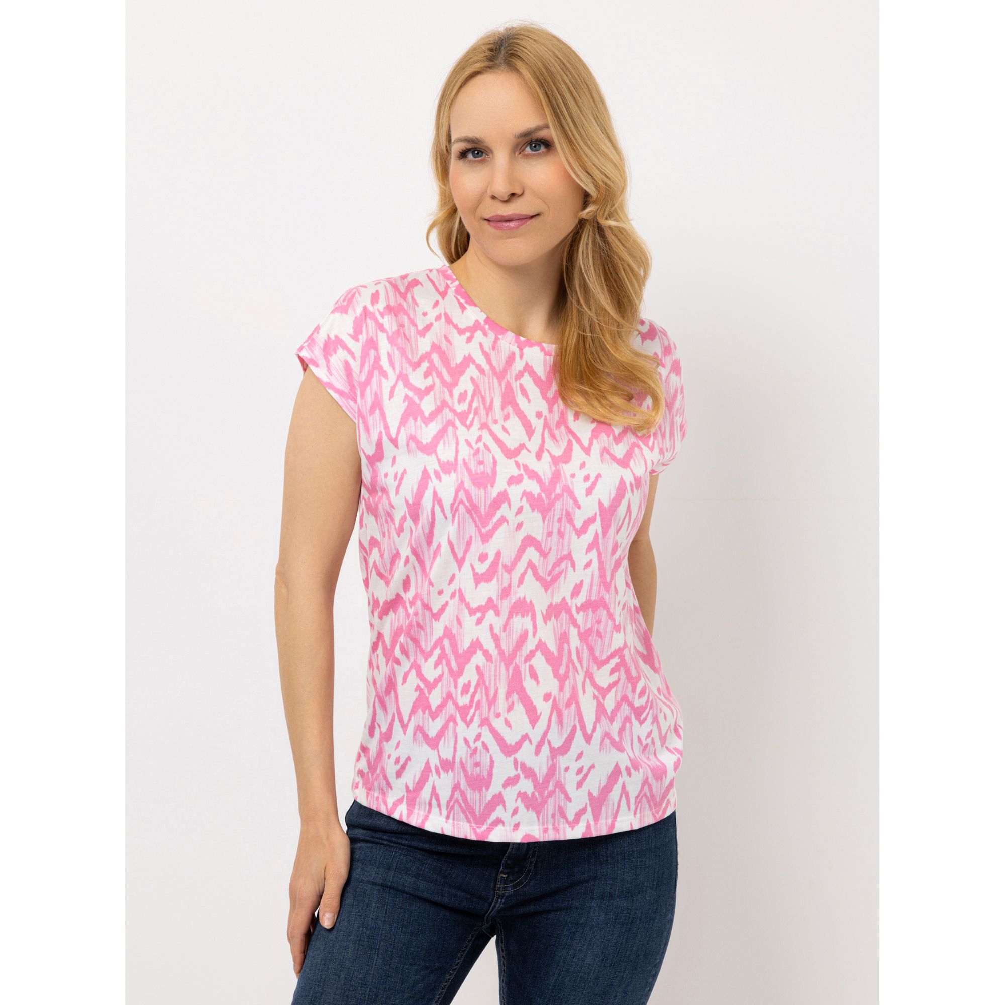 DENIM & CO. Shirt 1/2-Arm Rundhalsausschnitt Allover-Druck