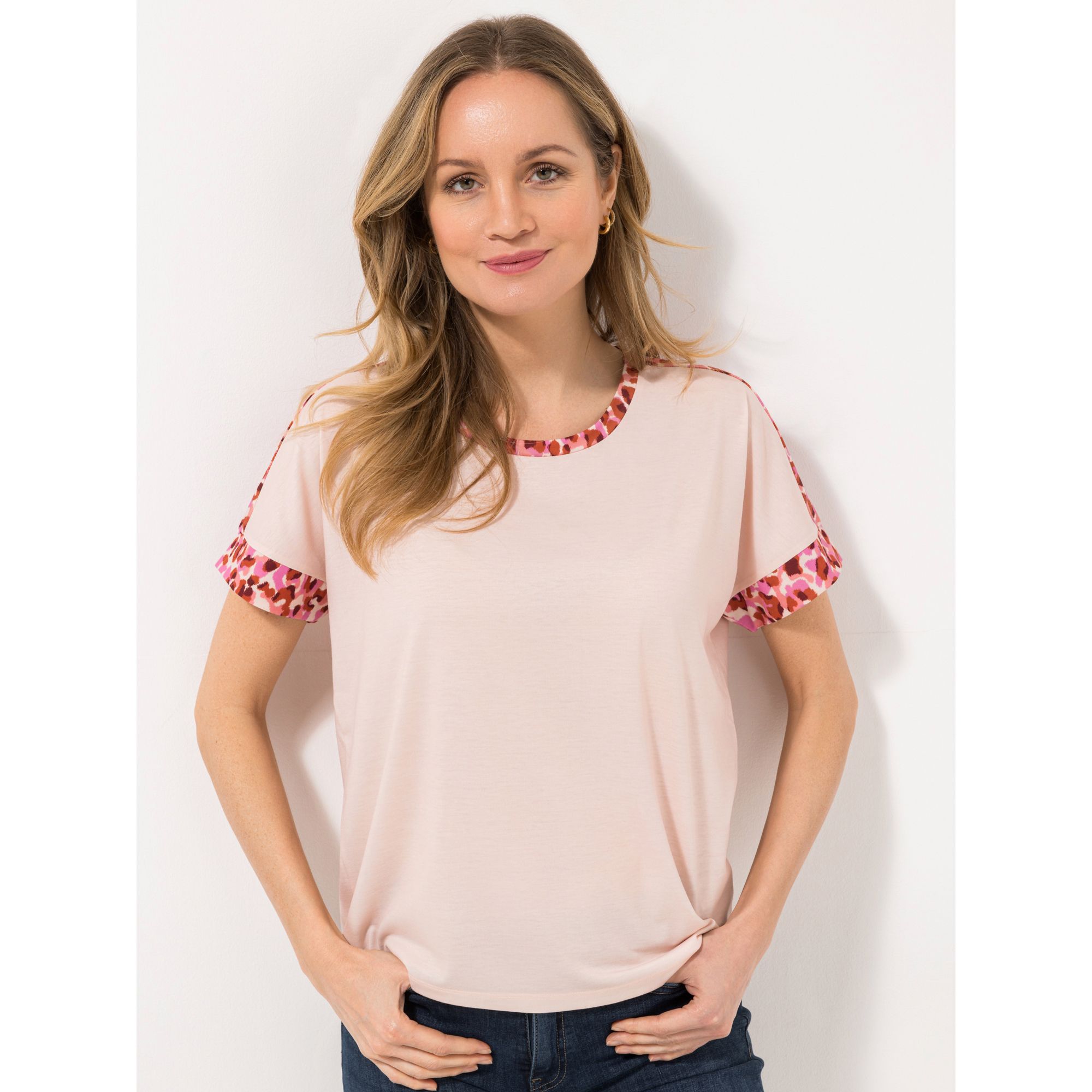 LYLA Blusenshirt 1/2-Arm Jersey-Ware Druck-Einsätze