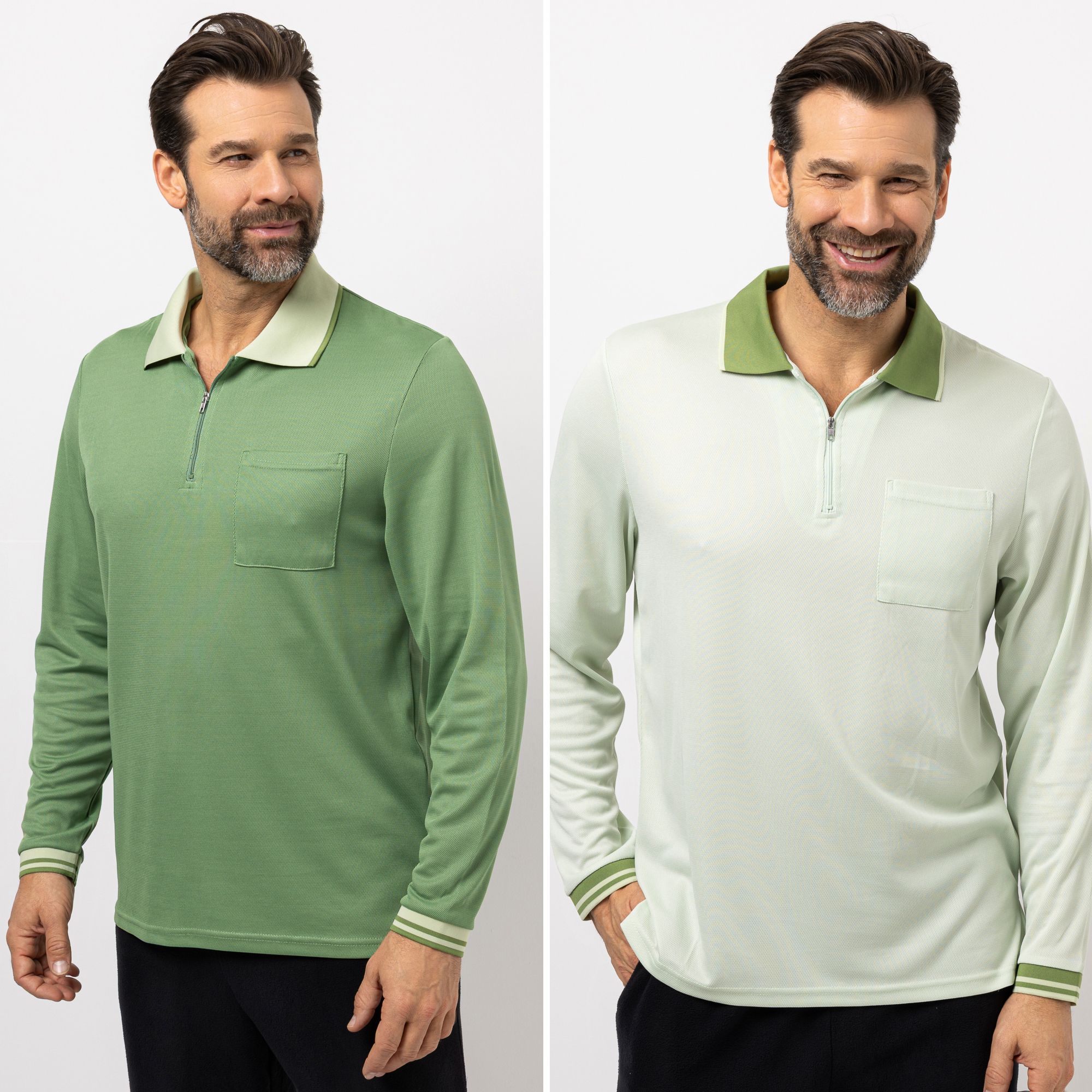 MEN'S TOUCH 2 Poloshirts, 1/1-Arm Mikrofaser Brusttasche Seitenschlitze