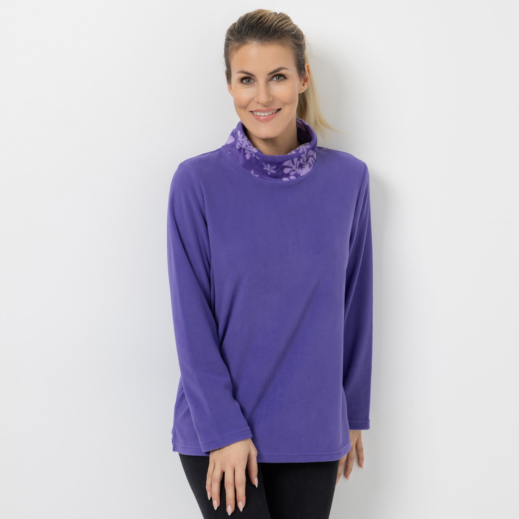 POLARSTERN Shirt, 1/1-Arm Mikrofaser Fleece Stehkragen Seitenschlitze