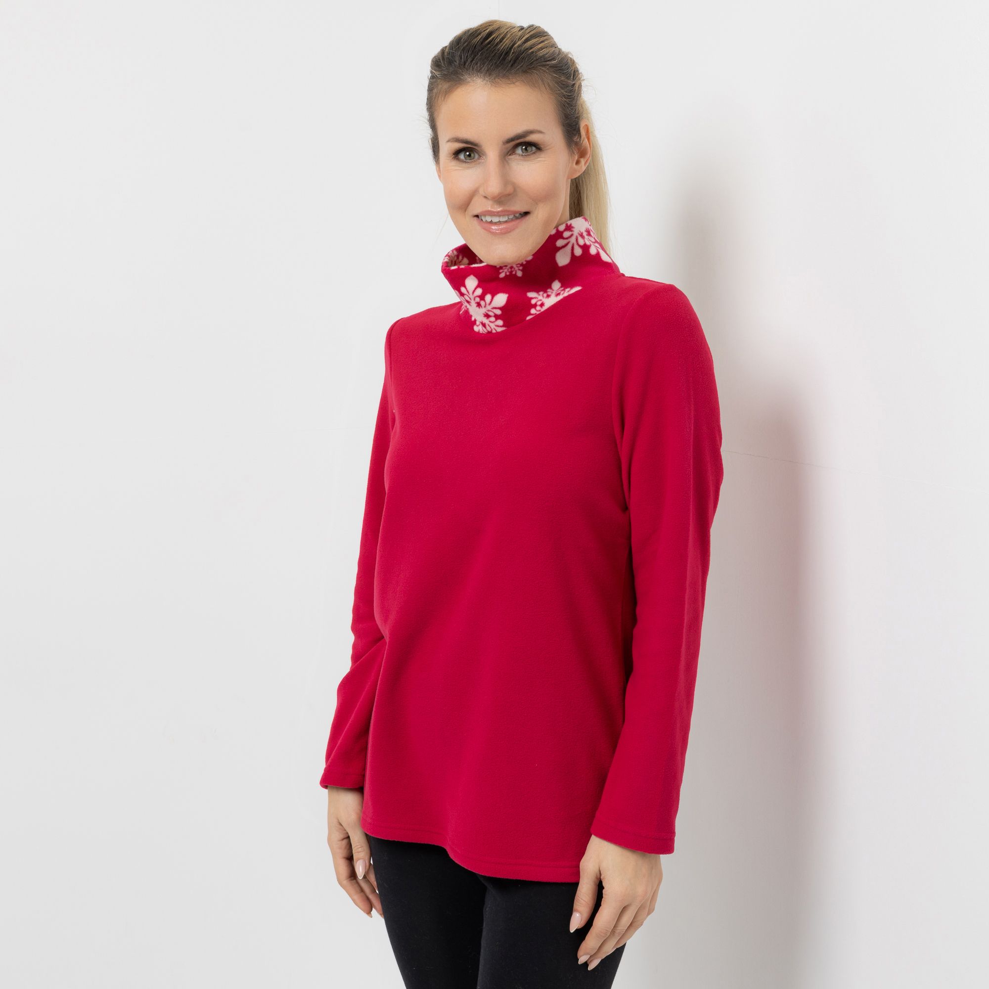 POLARSTERN Shirt, 1/1-Arm Mikrofaser Fleece Stehkragen Seitenschlitze
