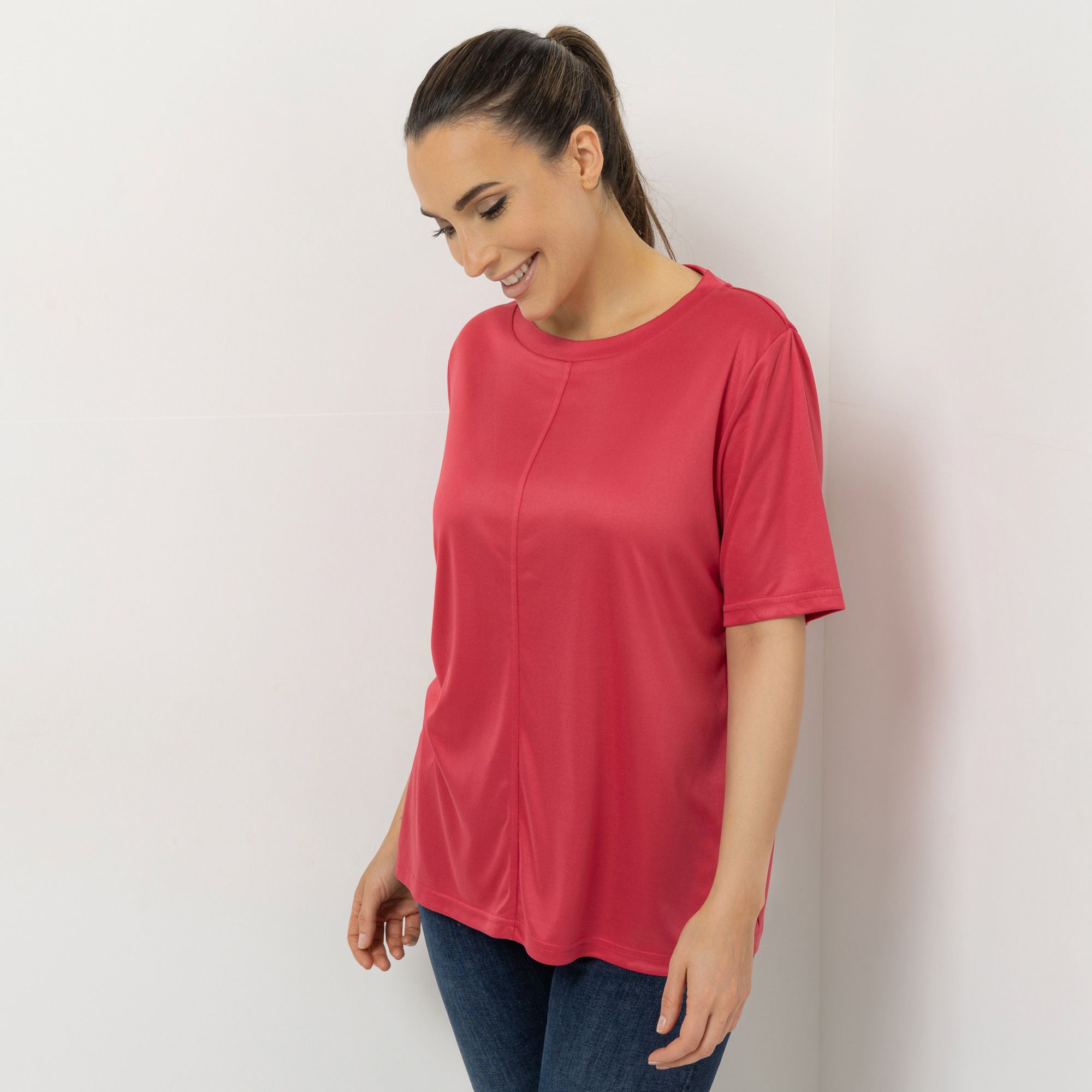 JERYMOOD HOMEWEAR Shirt, 1/2-Arm Rundhalsausschnitt mit Stehkragen Seitenschlitzen