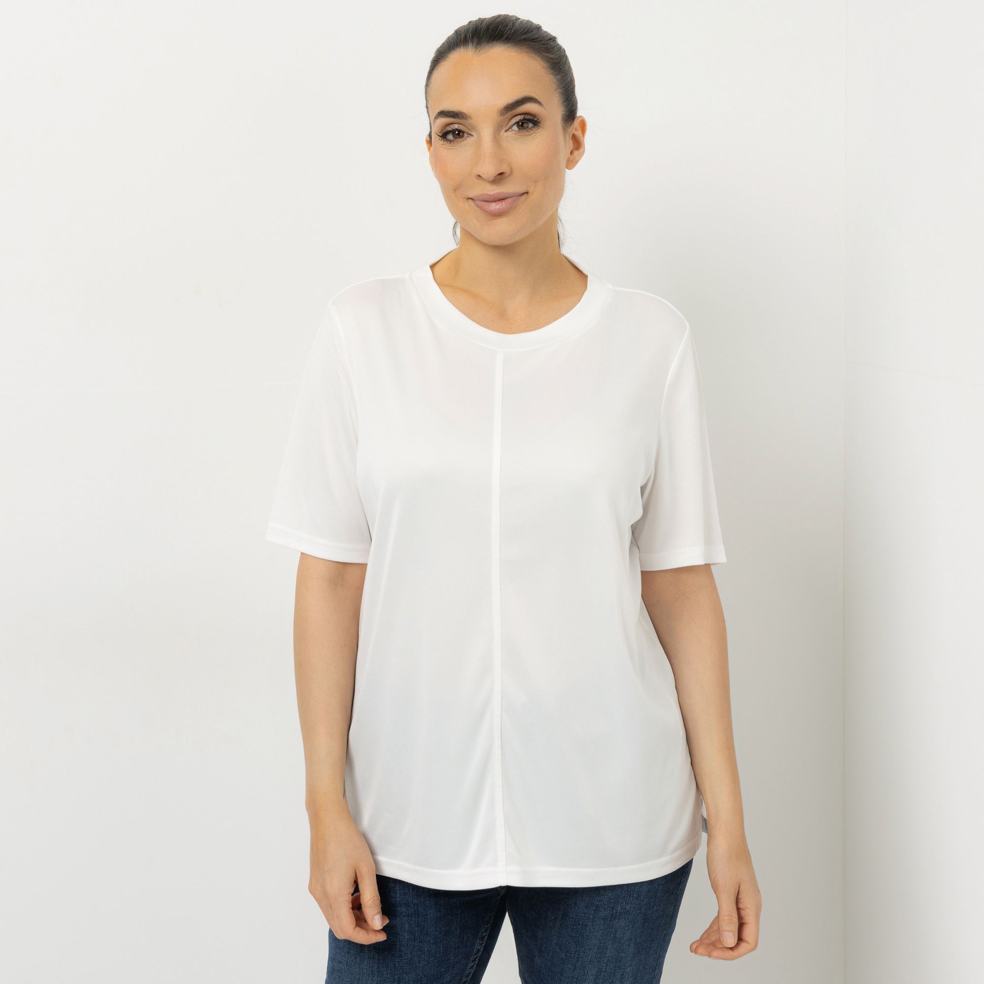 JERYMOOD HOMEWEAR Shirt, 1/2-Arm Rundhalsausschnitt mit Stehkragen Seitenschlitzen