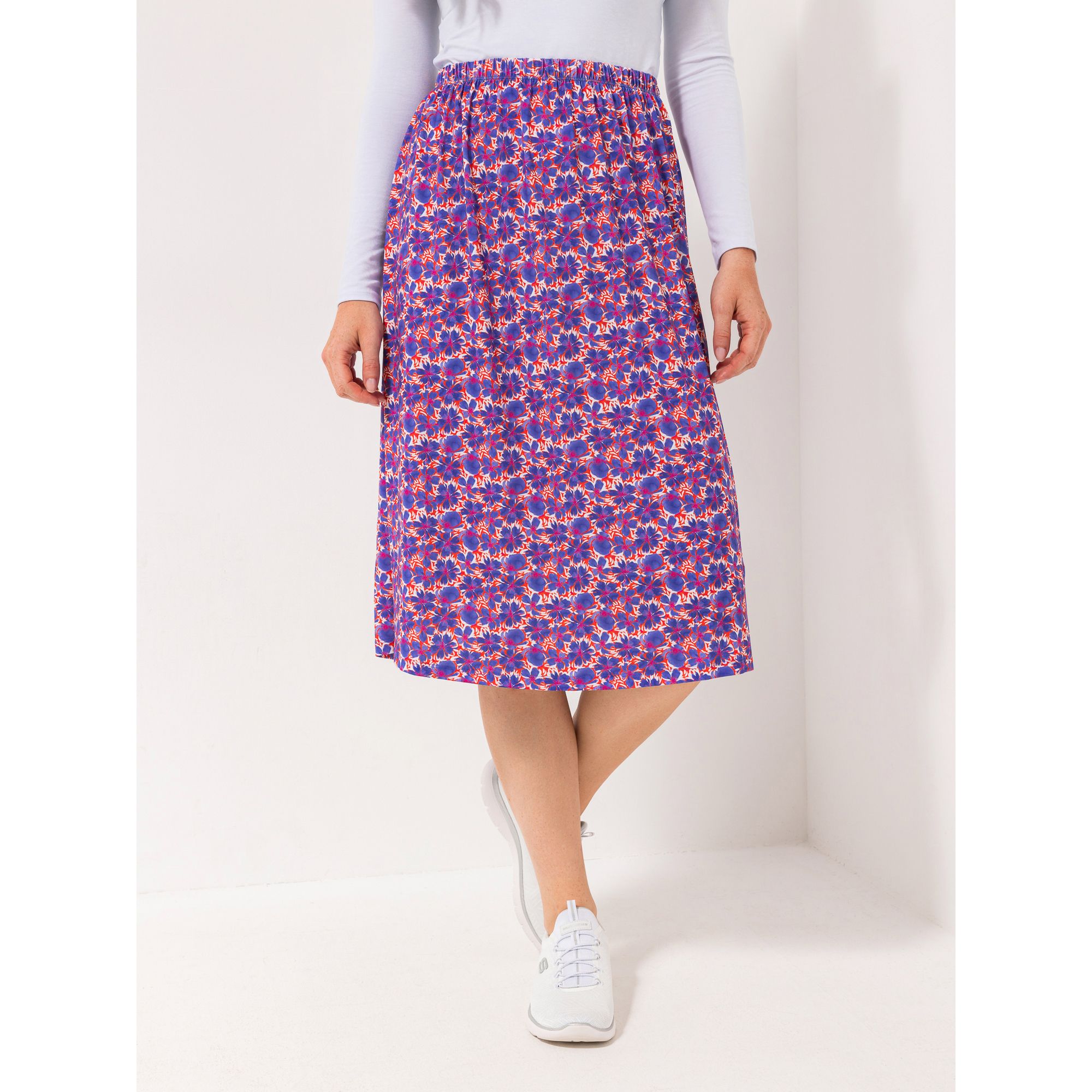 IN-PRINT Rock, Midi-Länge A-Linie Rundumdehnbund Allover-Druck