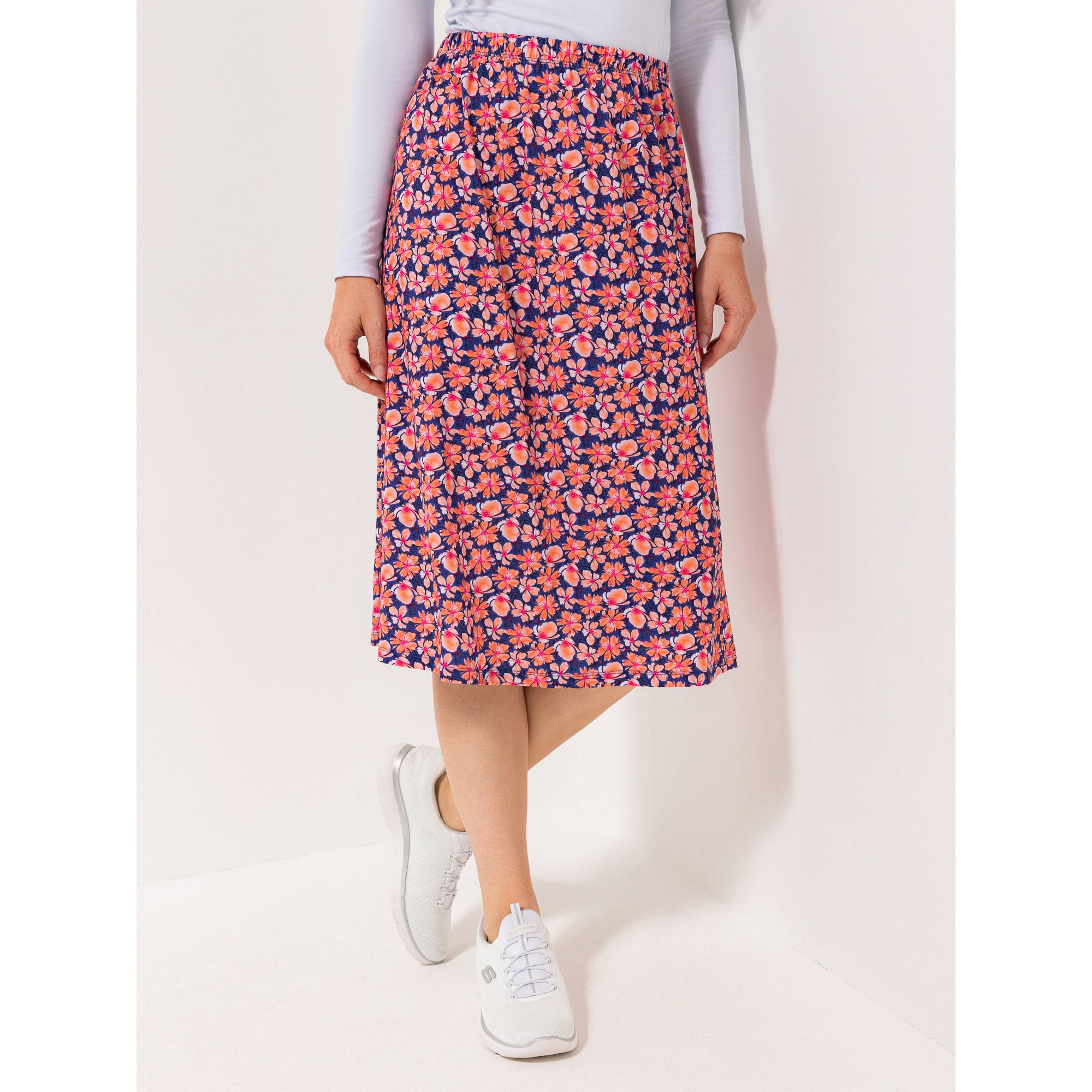 IN-PRINT Rock, Midi-Länge A-Linie Rundumdehnbund Allover-Druck