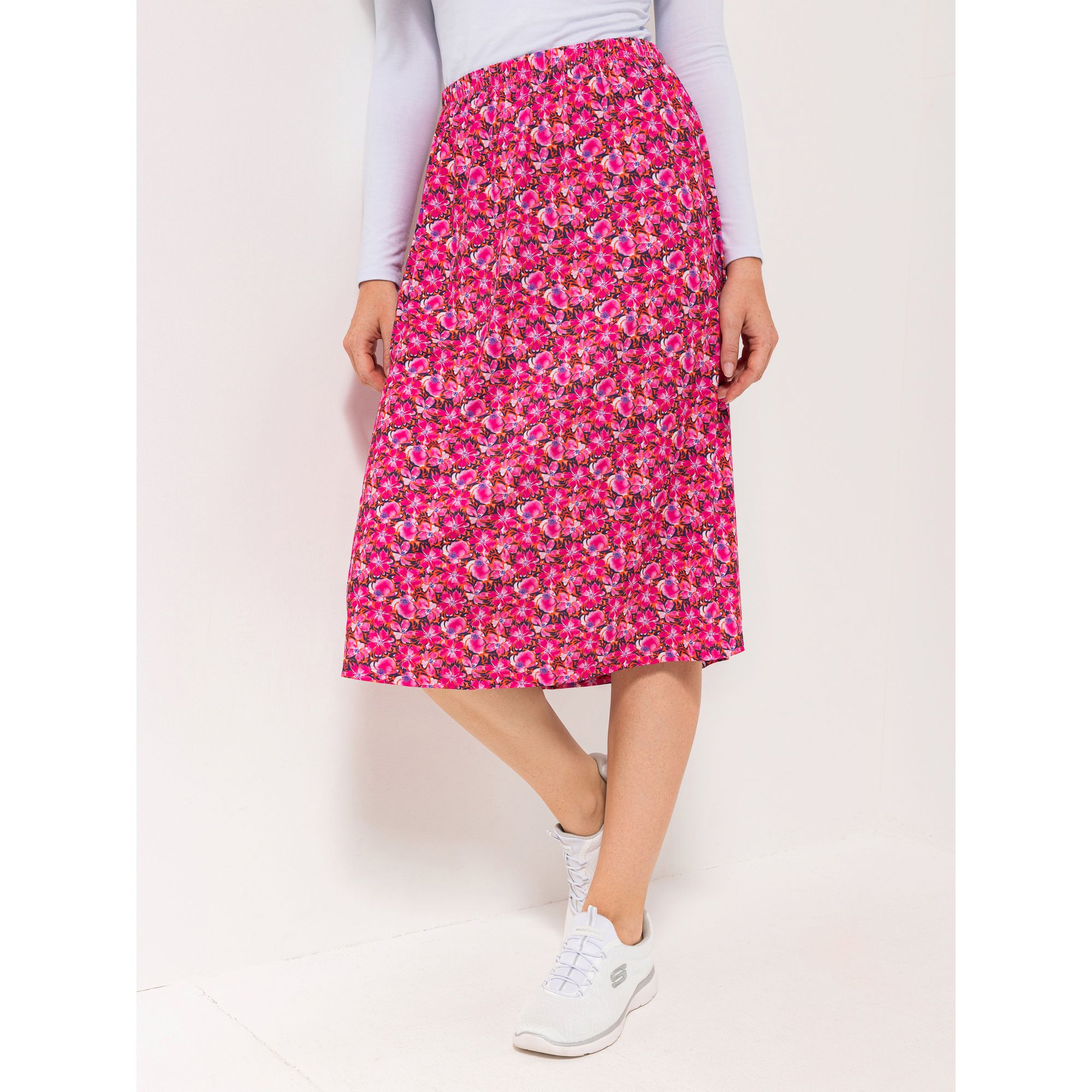 IN-PRINT Rock, Midi-Länge A-Linie Rundumdehnbund Allover-Druck