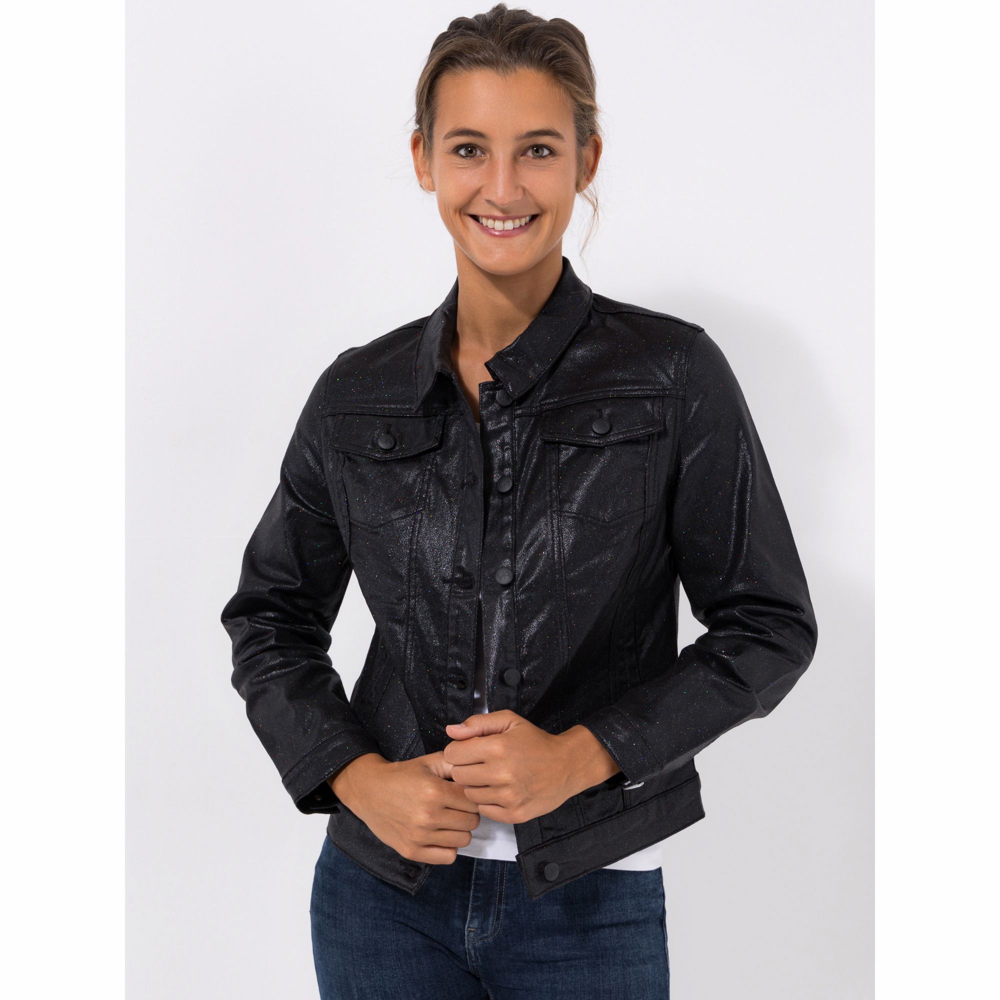 VIA MILANO Jacke Kragen Knopfleiste figurbetont