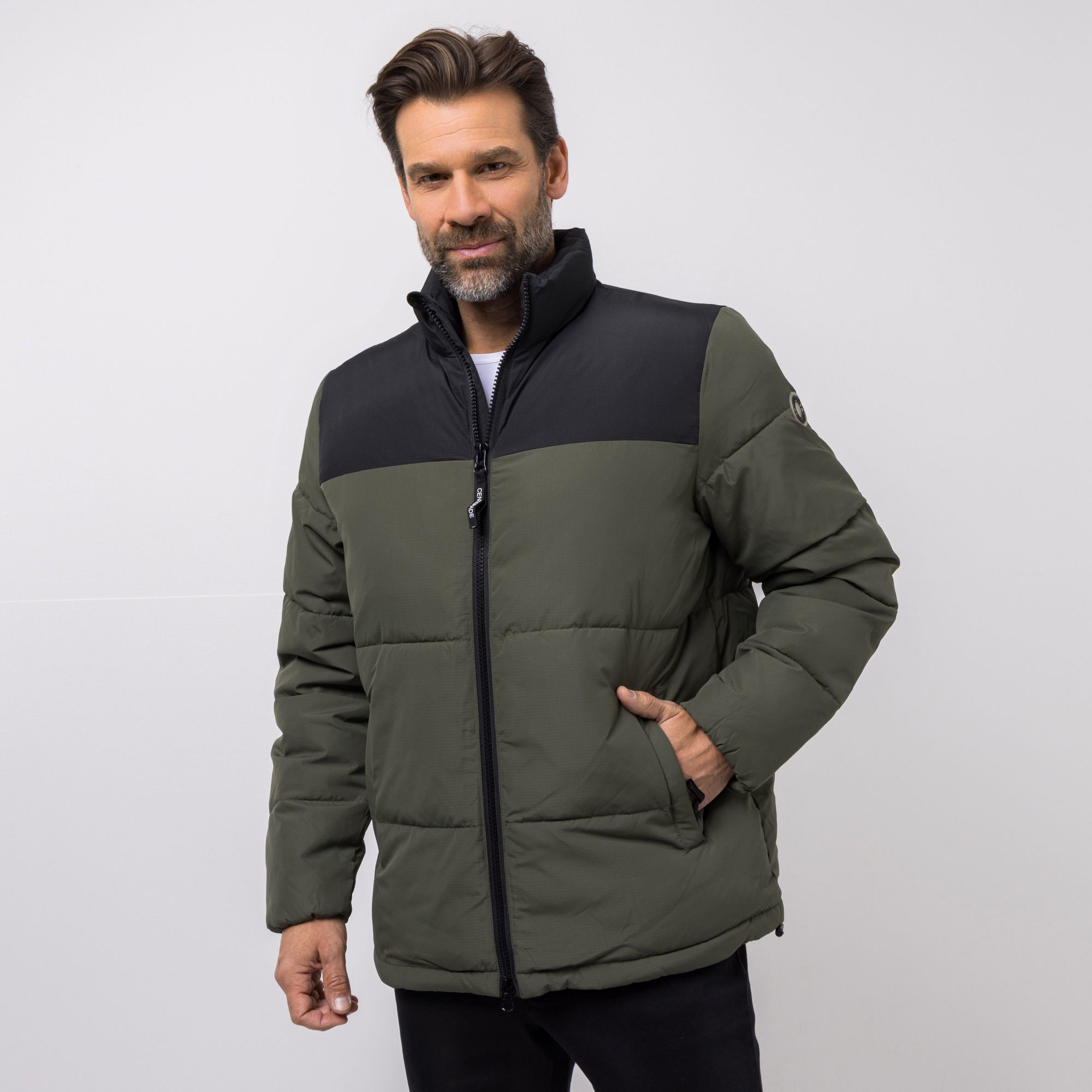 CENTIGRADE Herren Steppjacke Stehkragen 2-Wege-Reißverschluss Reißverschlusstaschen