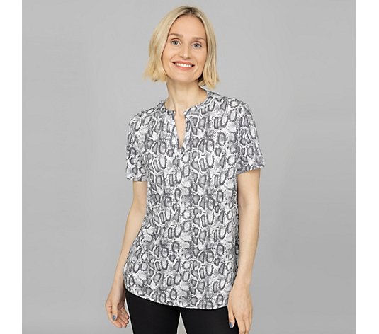 LYLA Homewear Shirt 1/2-Arm Zierausschnitt Allover-Print