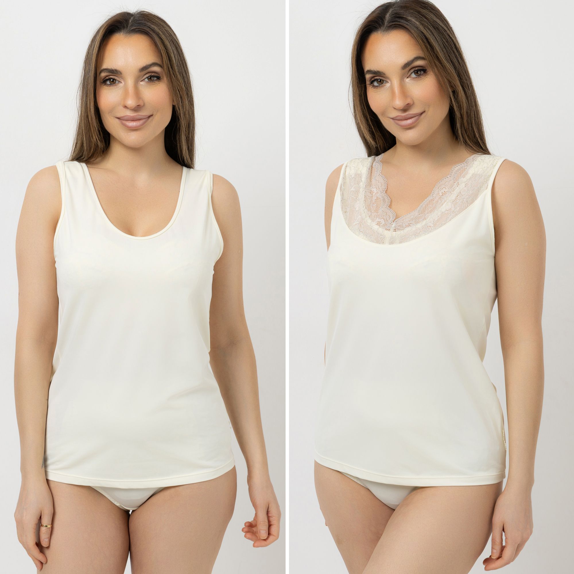 LITTLE ROSE 2 Tops Mikrofasermischung 1x Spitzendetails 1x uni