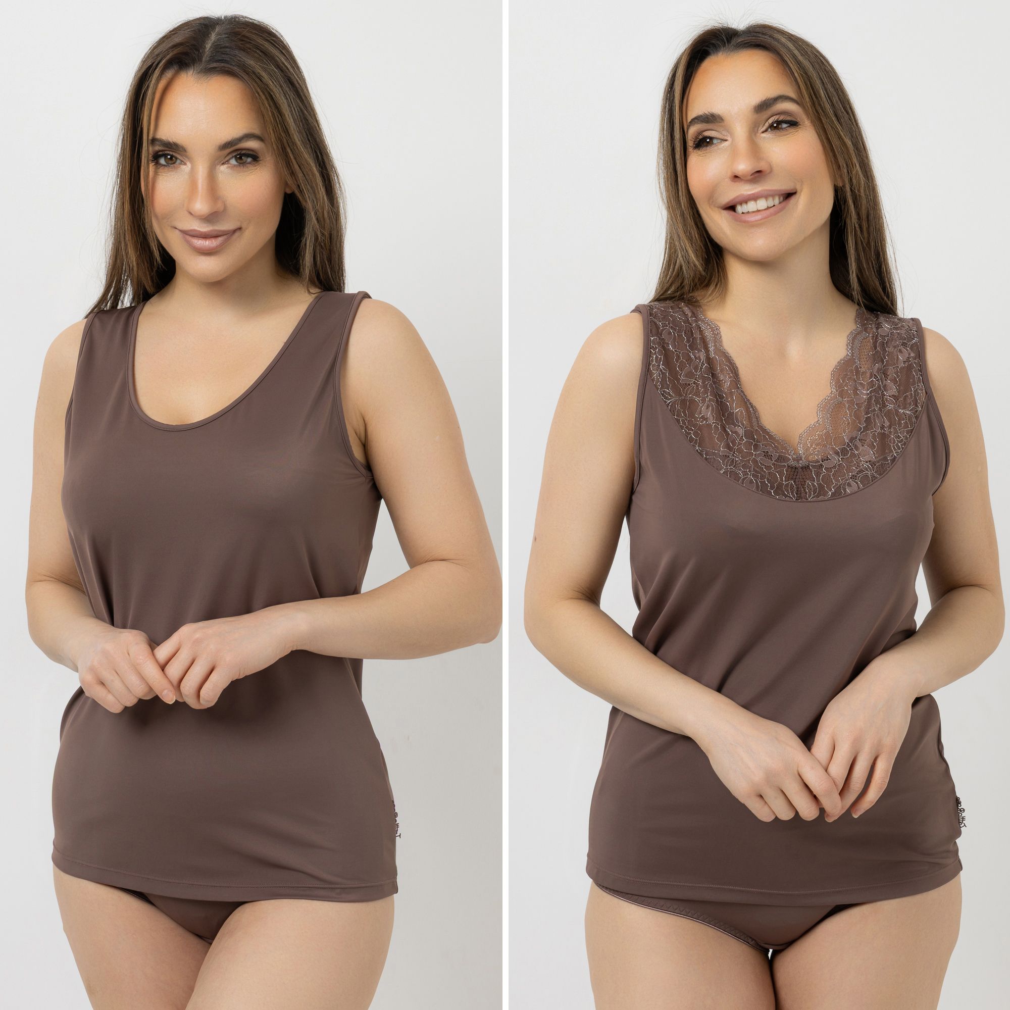 LITTLE ROSE 2 Tops Mikrofasermischung 1x Spitzendetails 1x uni