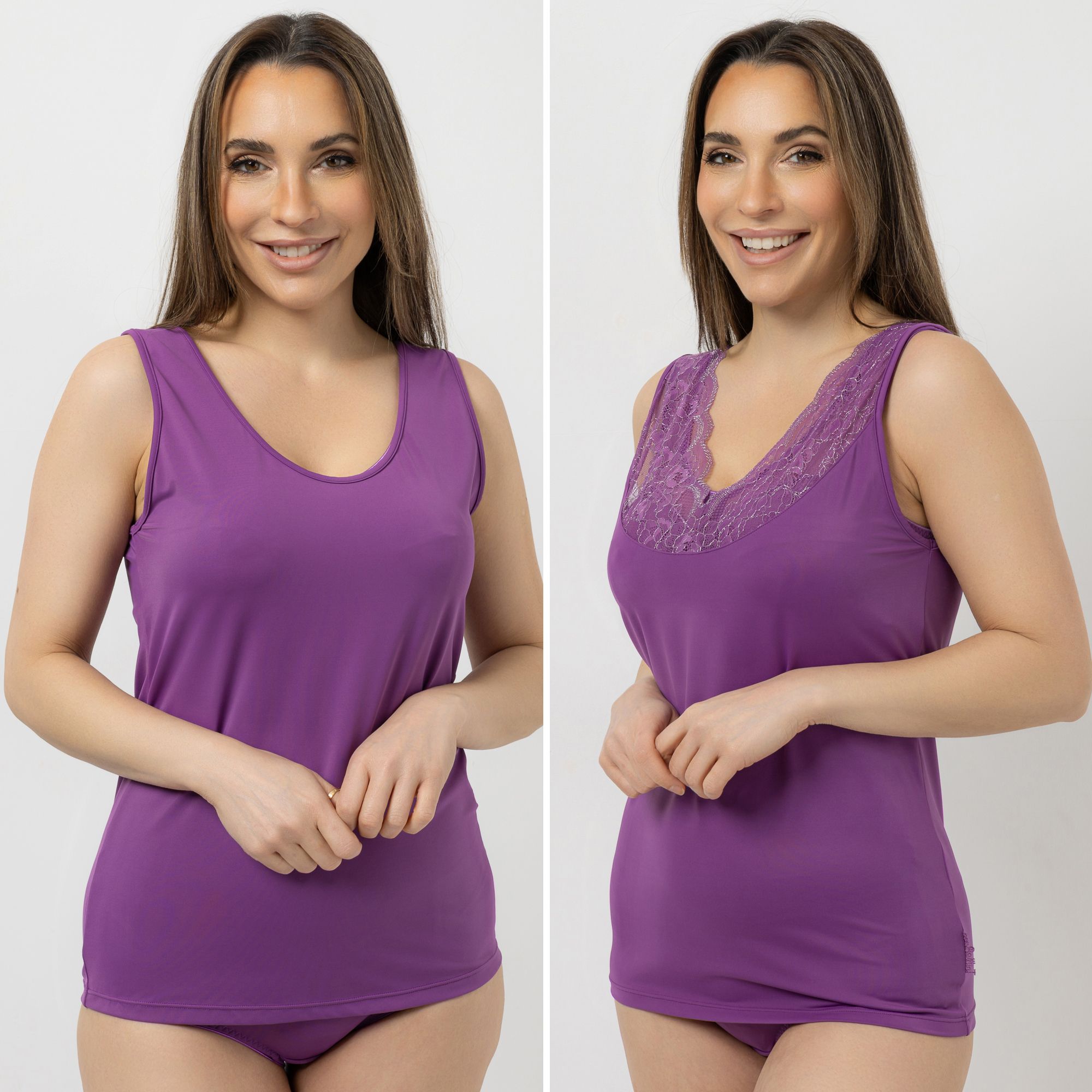 LITTLE ROSE 2 Tops Mikrofasermischung 1x Spitzendetails 1x uni