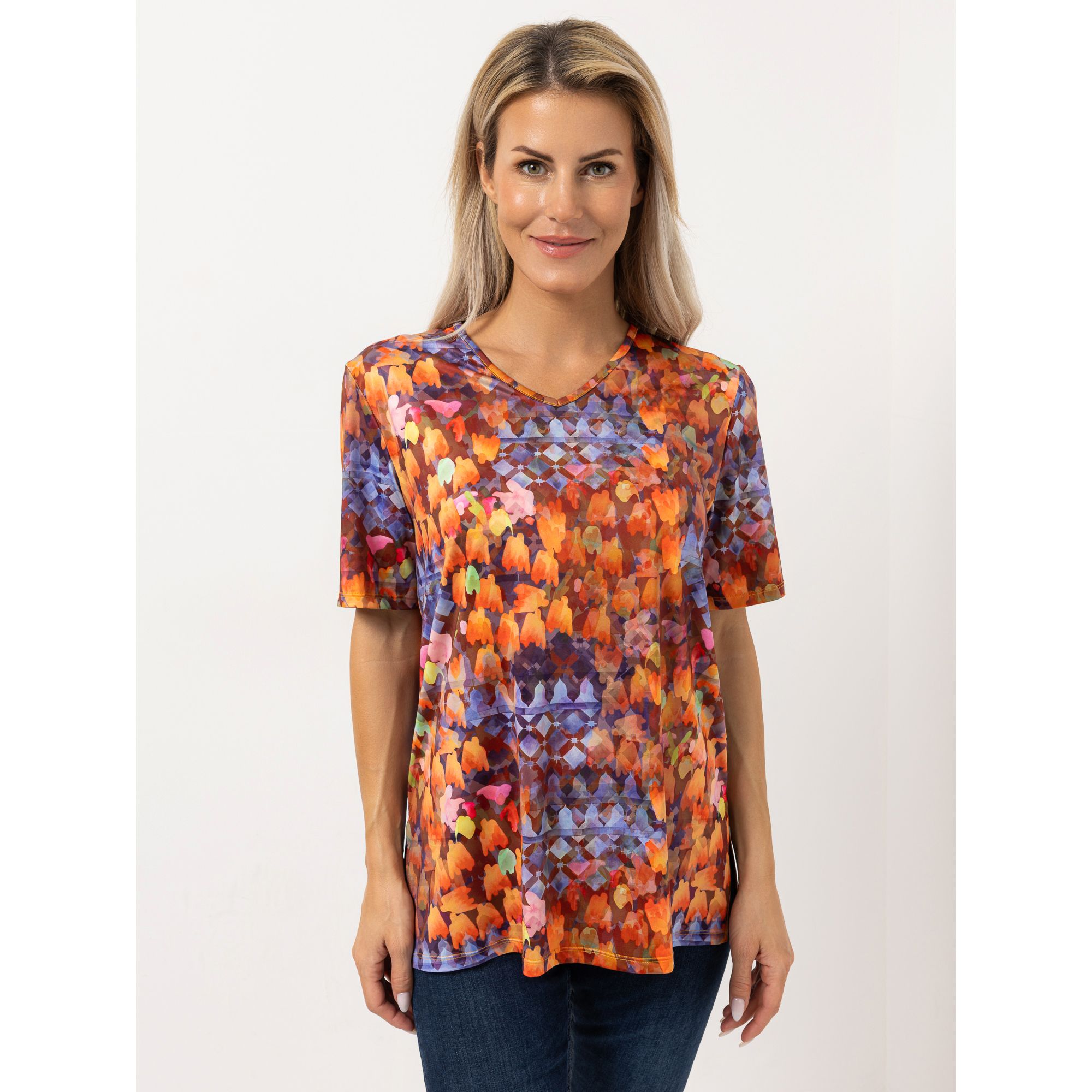 IN-PRINT Shirt 1/2-Arm bedruckt V-Ausschnitt