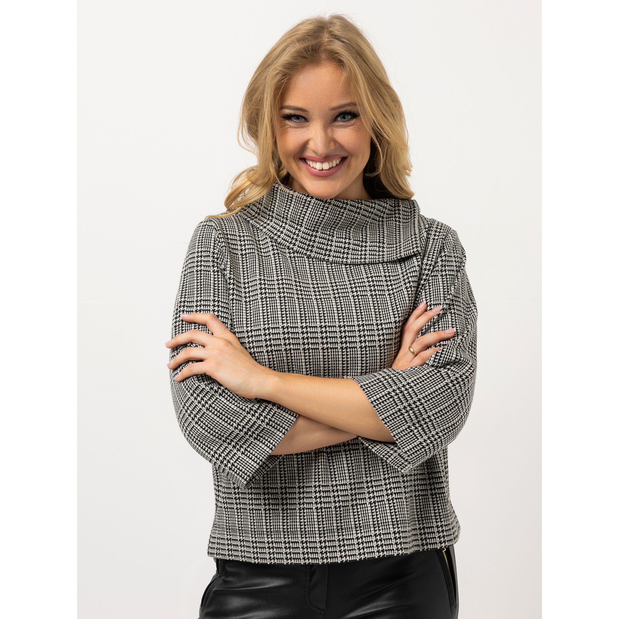 AMINATI® Pullover, 3/4-Arm Asymmetrischer Kragen Boxyform Seitenschlitze