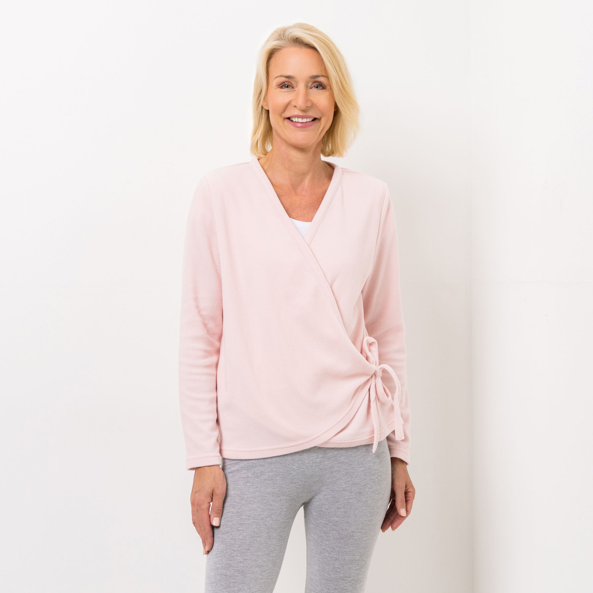 POLARSTERN HOMEWEAR Cardigan Mikrofaser Fleece Wickelfunktion figurumspielend