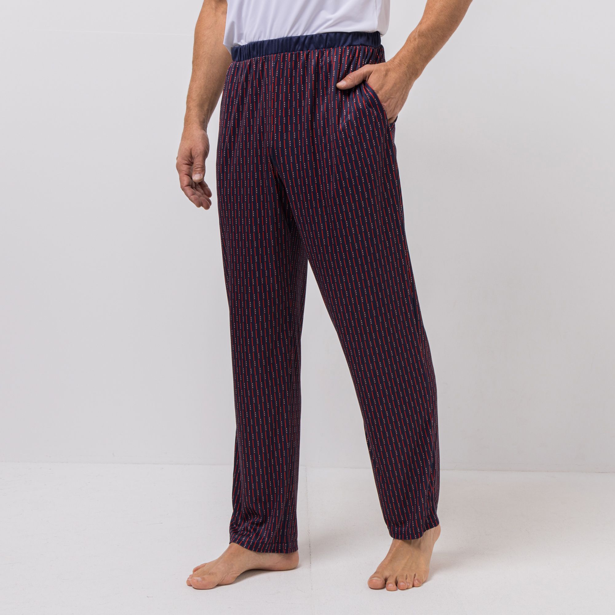 MEN'S TOUCH Hose, 1/1-Länge Rundumdehnbund Seitentaschen Mikrofaser