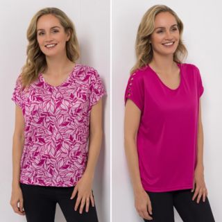 JERYMOOD HOMEWEAR 2 Shirts V-Ausschnitt Seitenschlitze 1x uni, 1x bedruckt