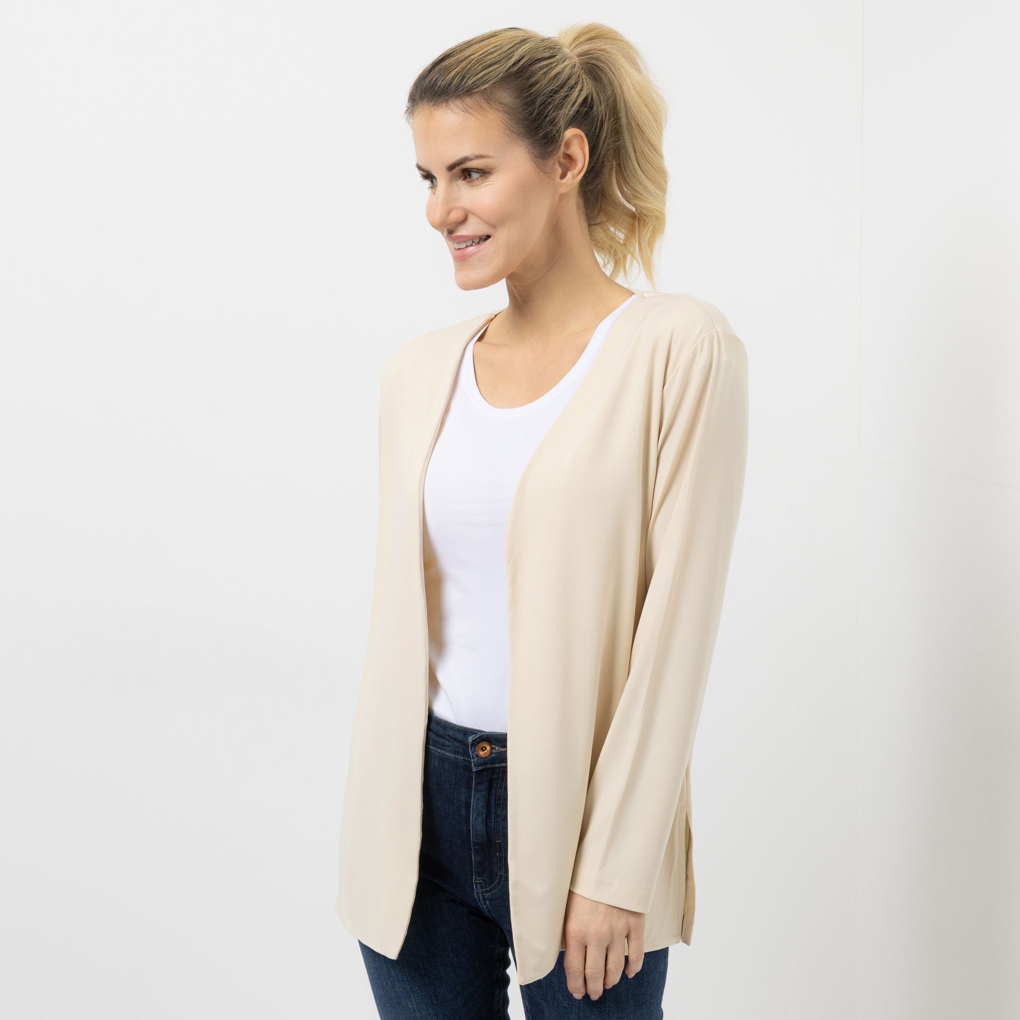 IN-PRINT Cardigan 1/1-Arm offene Front leger-weit