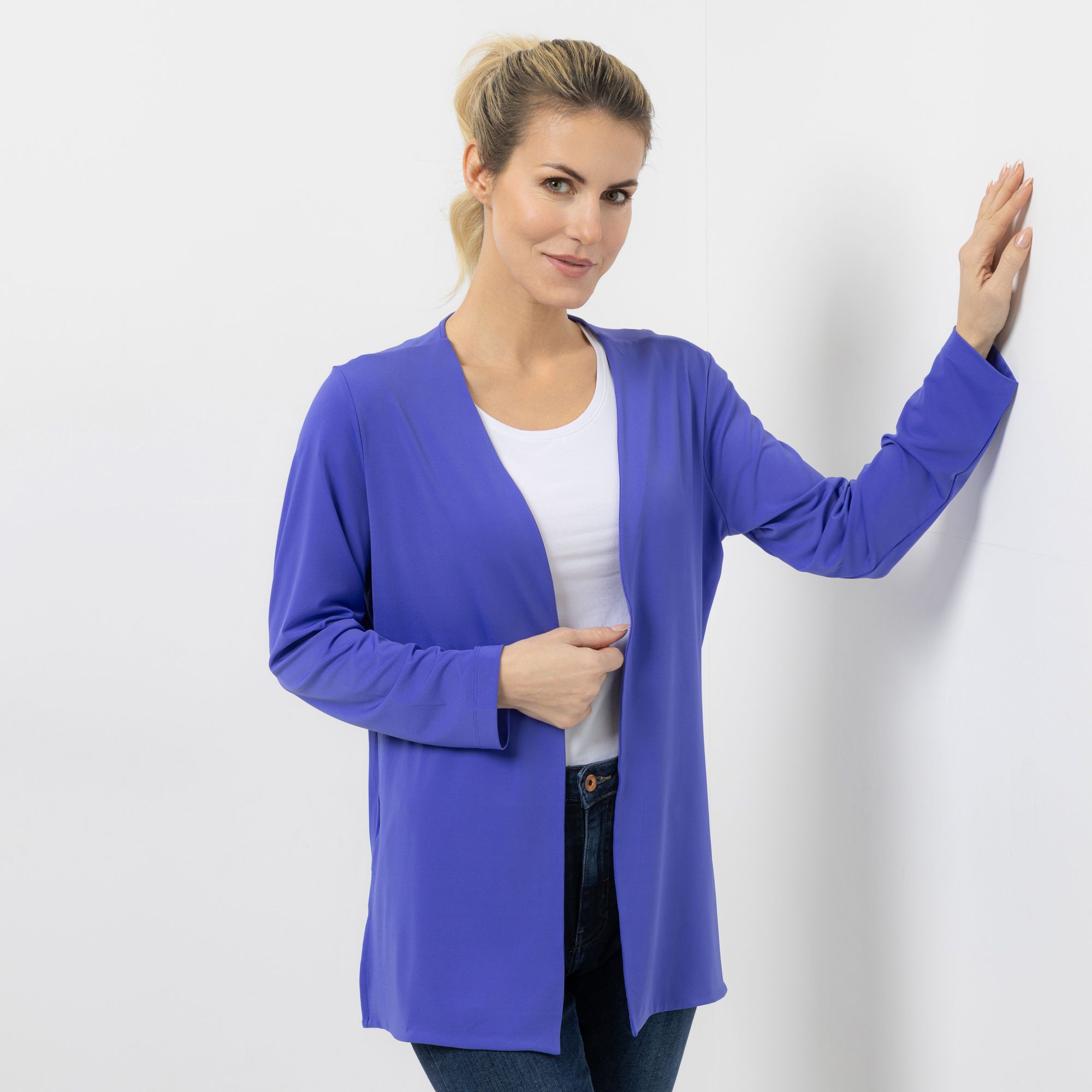 IN-PRINT Cardigan 1/1-Arm offene Front leger-weit