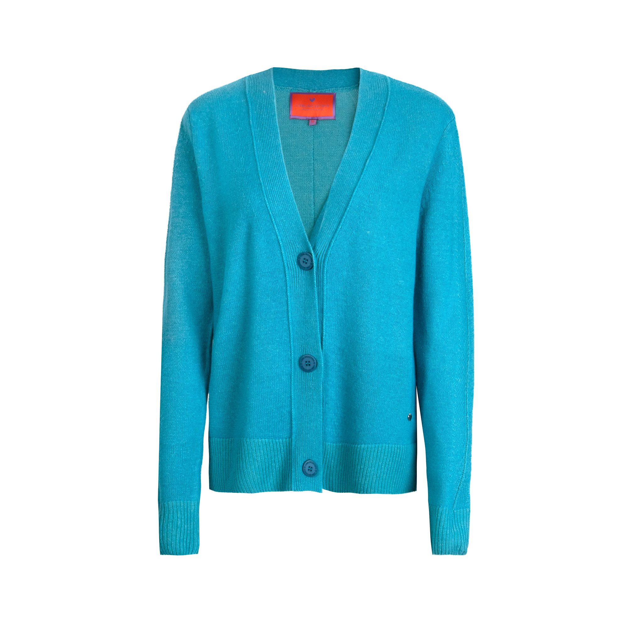 LIEBLINGSSTÜCK® Strickjacke, 1/1-Arm V-Ausschnitt durchgeknöpft zweifarbig