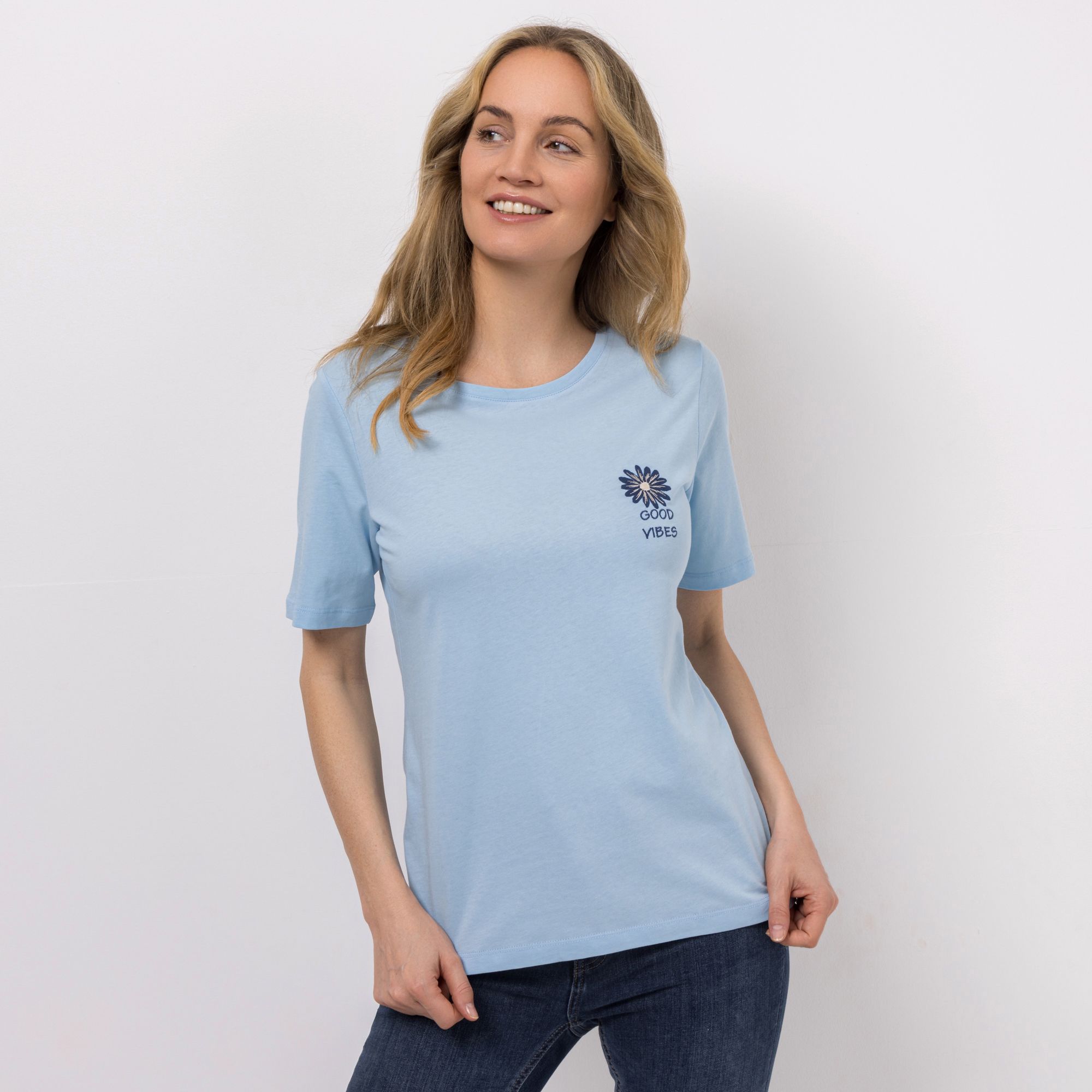 VIA MILANO Shirt, 1/2-Arm Rundhalsausschnitt platzierter Druck figurumspielend