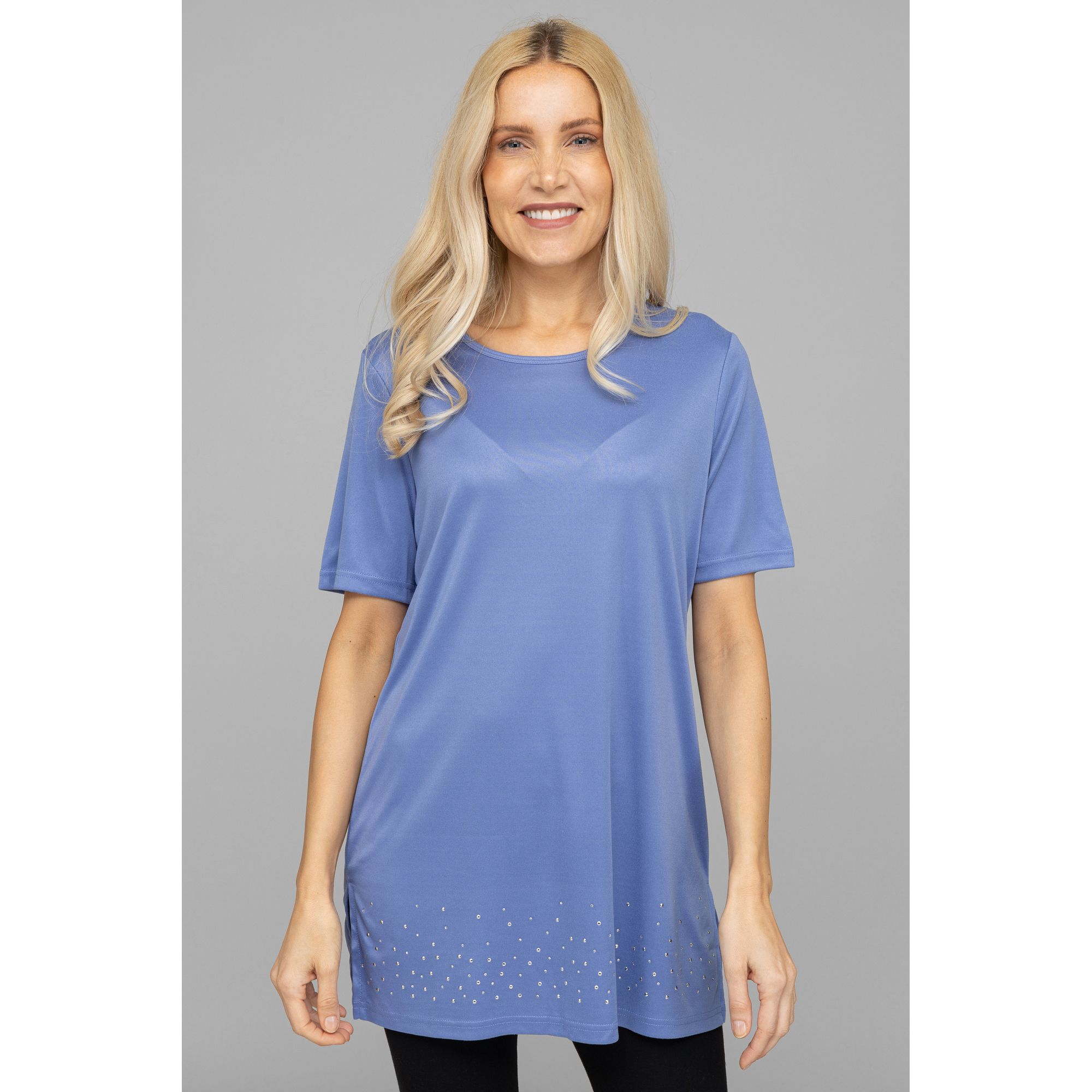 JERYMOOD HOMEWEAR Longshirt Mikrofaser 1/2-Arm Strassdekoration