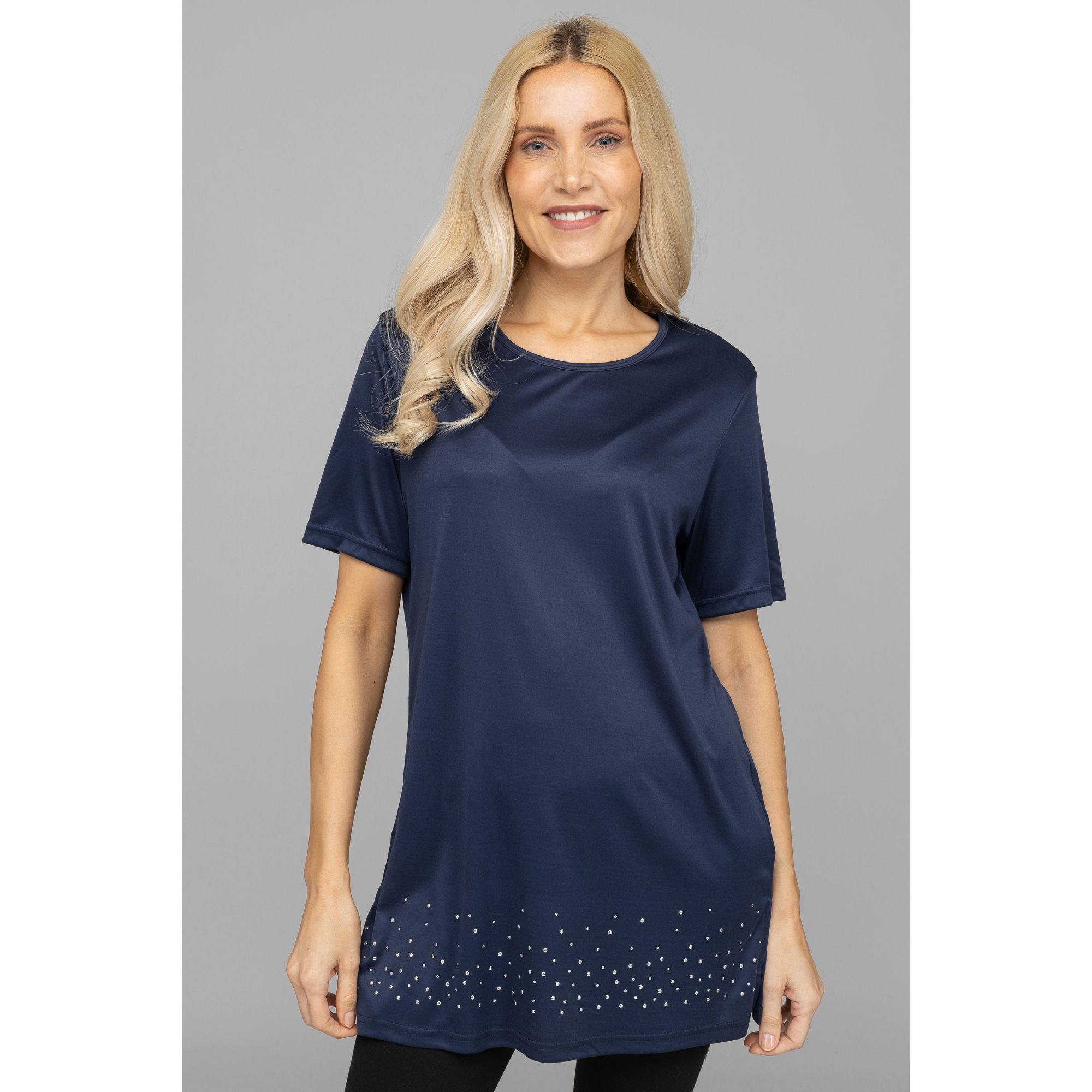 JERYMOOD HOMEWEAR Longshirt Mikrofaser 1/2-Arm Strassdekoration