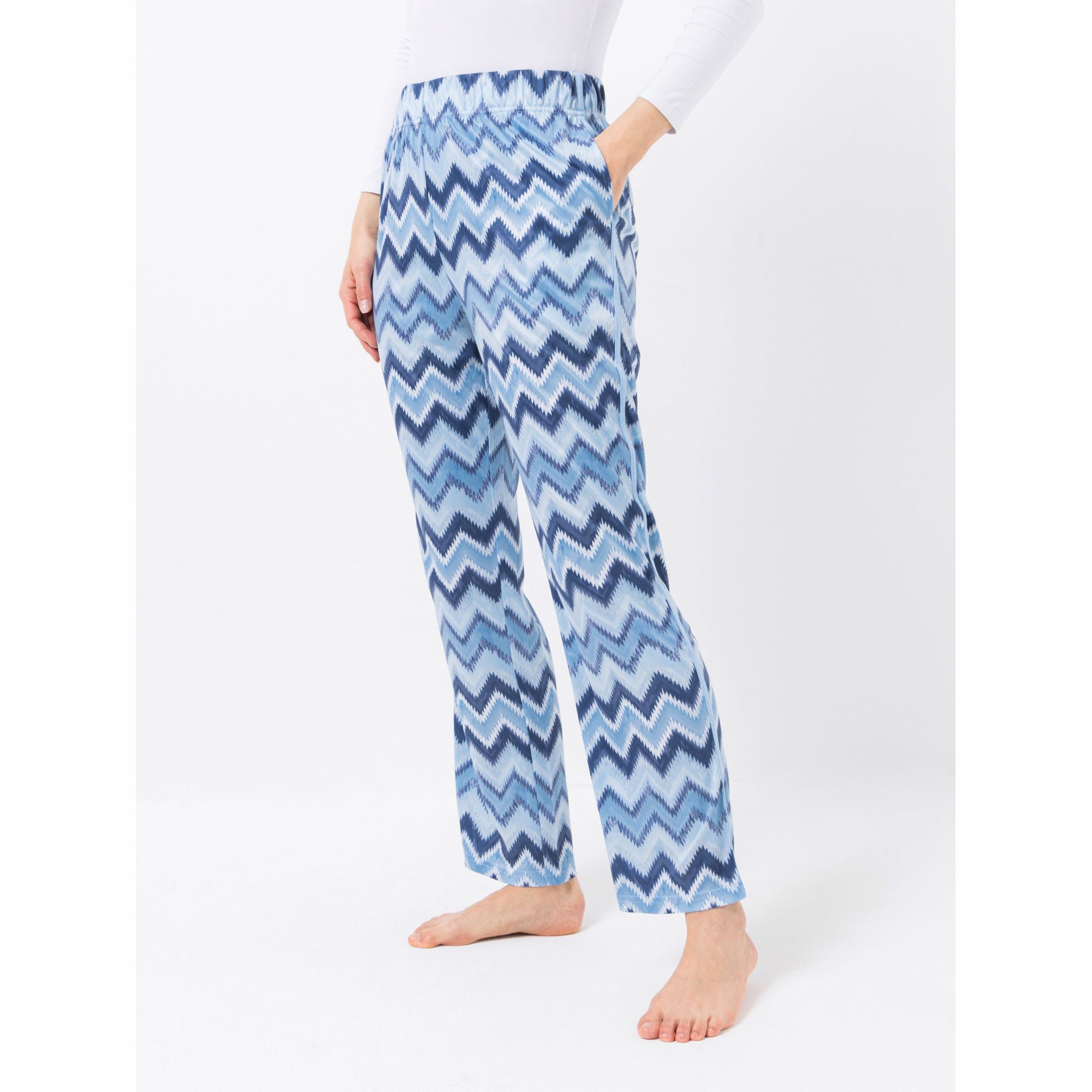 JERYMOOD HOMEWEAR Hose, 1/1-Länge Mikrofaser Seitentaschen Gallonstreifen