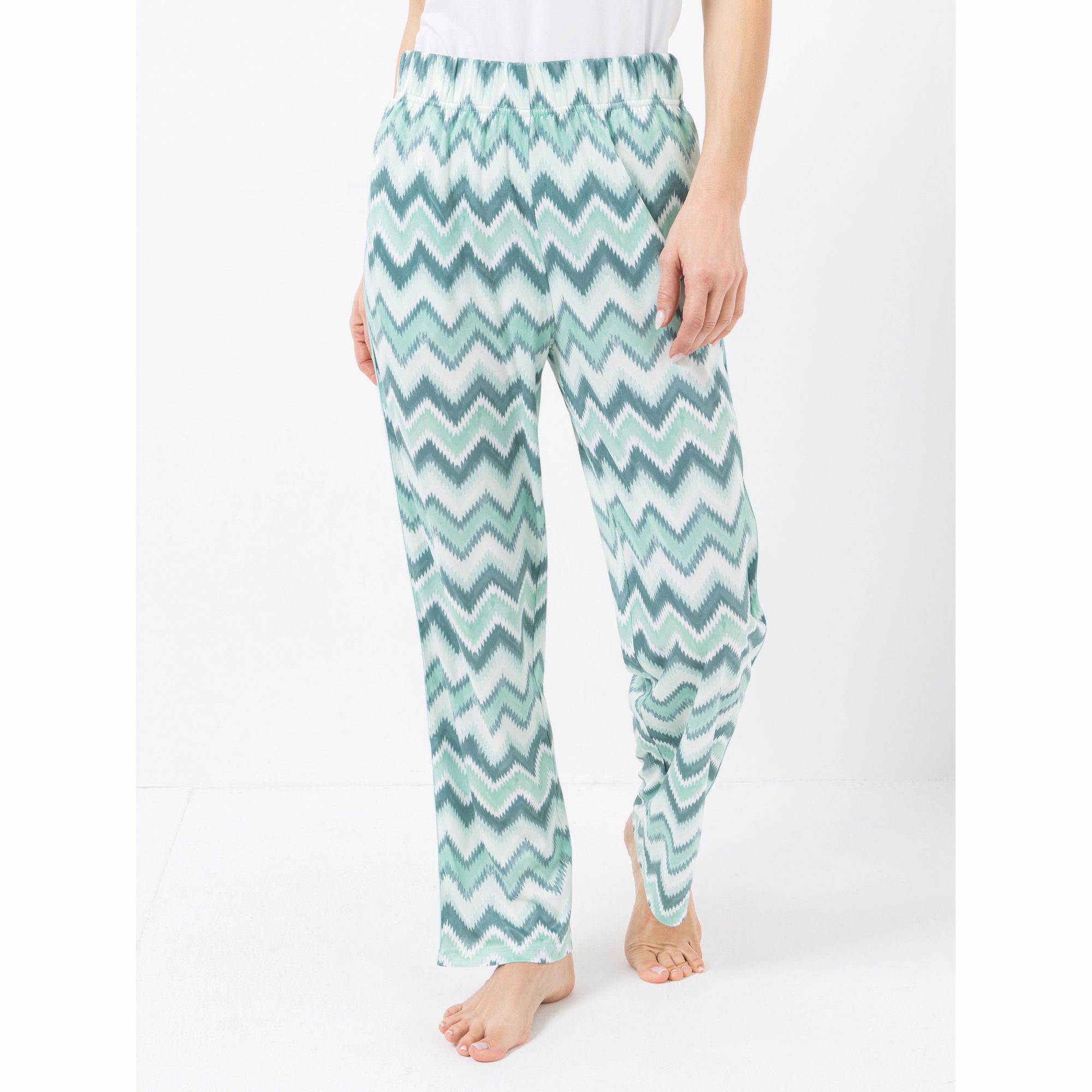 JERYMOOD HOMEWEAR Hose, 1/1-Länge Mikrofaser Seitentaschen Gallonstreifen