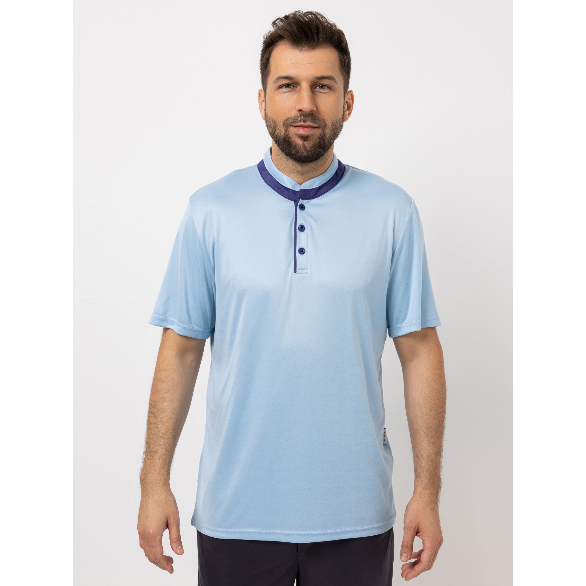 MEN'S TOUCH Shirt, 1/2-Arm Mikrofaser kurze Knopfleiste Seitenschlitze