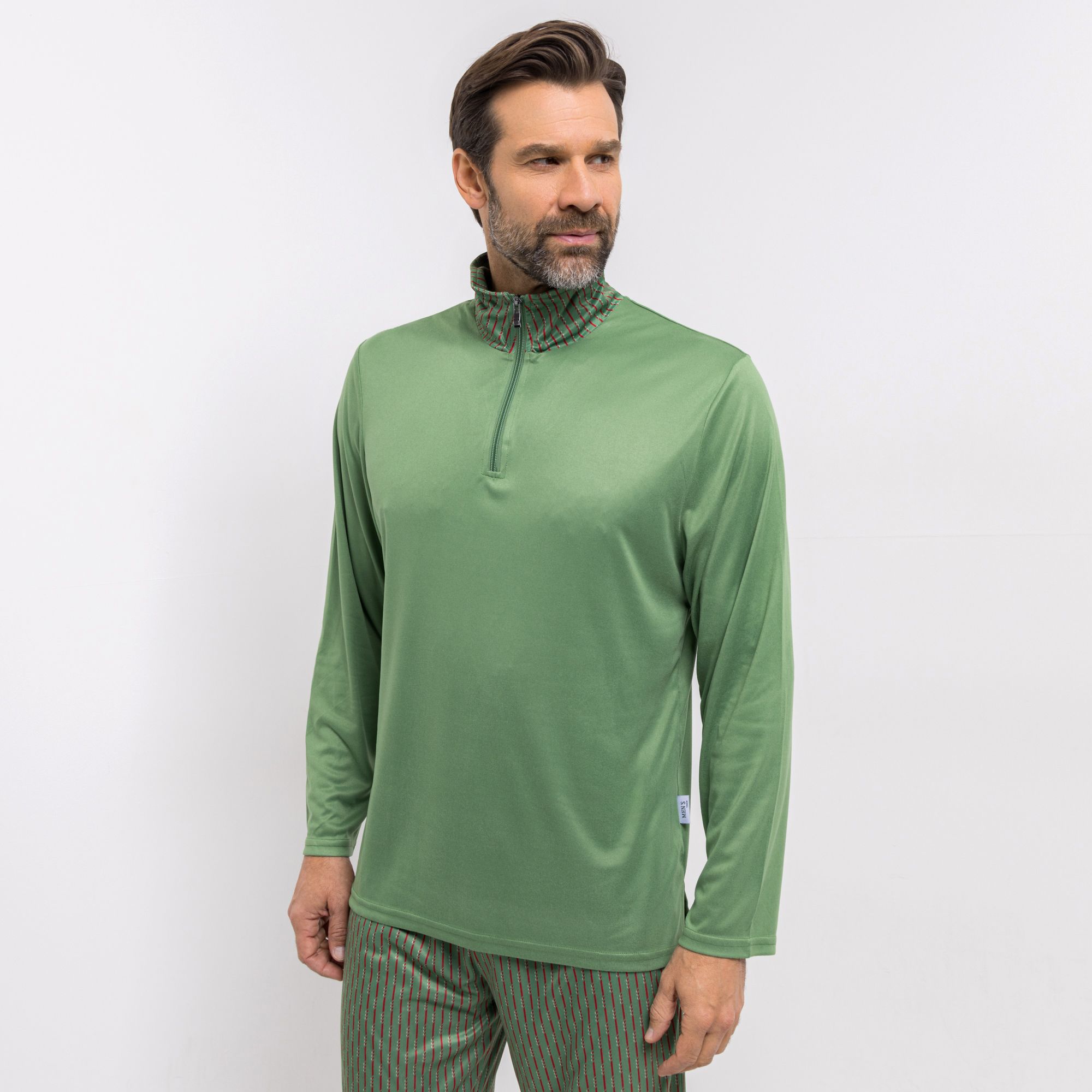 MEN'S TOUCH Shirt, 1/1-Arm Mikrofaser Stehkragen Reißverschluss