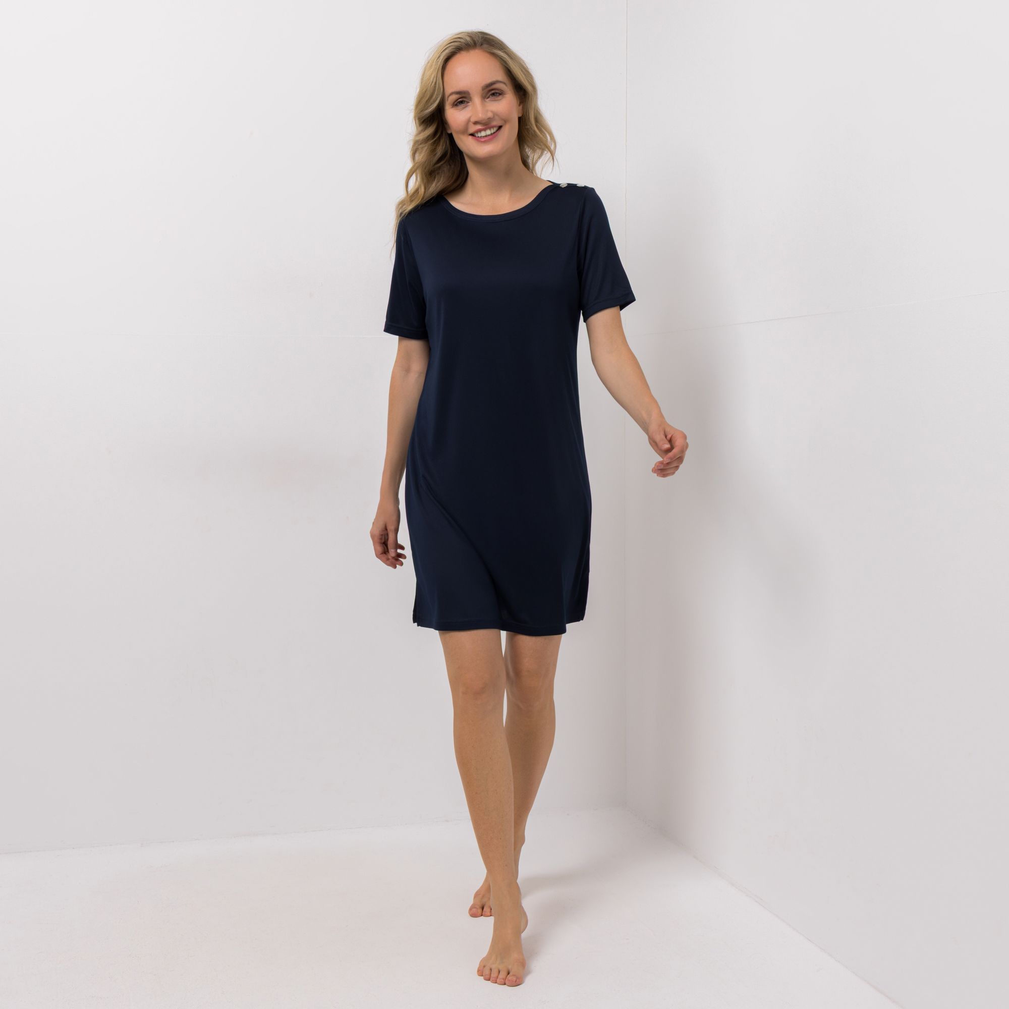 JERYMOOD HOMEWEAR Bigshirt, 1/2-Arm U-Boot Ausschnitt Seitenschlitze Nietendetails