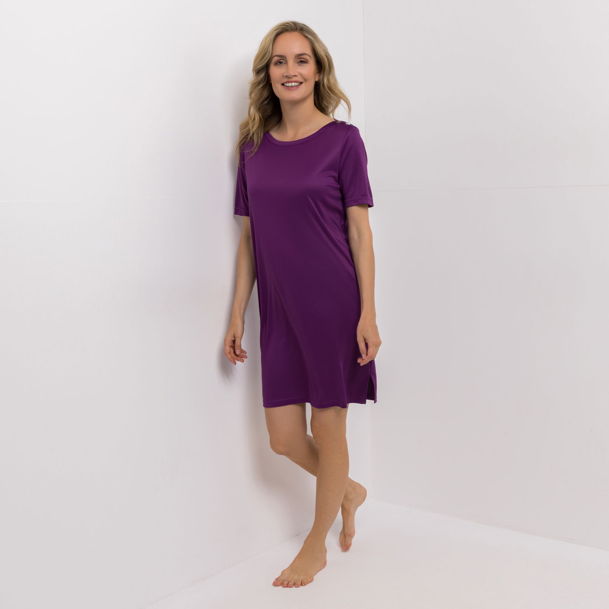 JERYMOOD HOMEWEAR Bigshirt, 1/2-Arm U-Boot Ausschnitt Seitenschlitze Nietendetails