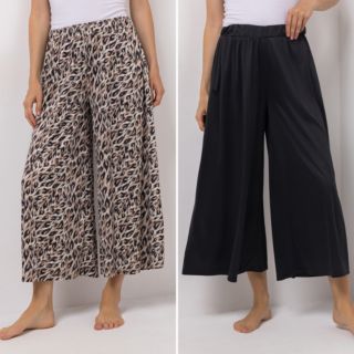 JERYMOOD HOMEWEAR 2 Hosen, 7/8-Länge weites Bein Rundumdehnbund 1x uni, 1x bedruckt