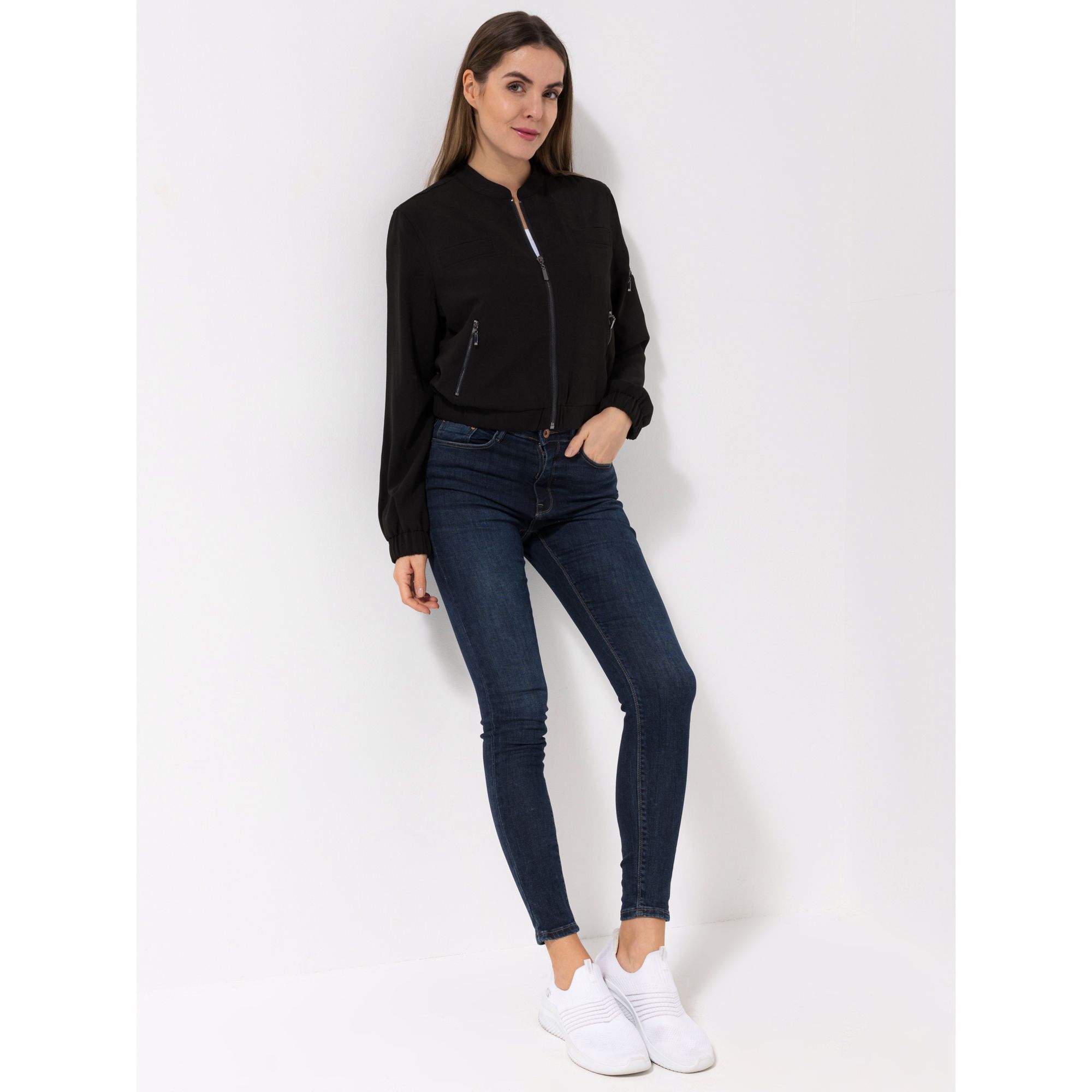 LOVELY SISTERS® Blouson, 1/1-Arm Stehkragen Eingrifftaschen Reißverschluss