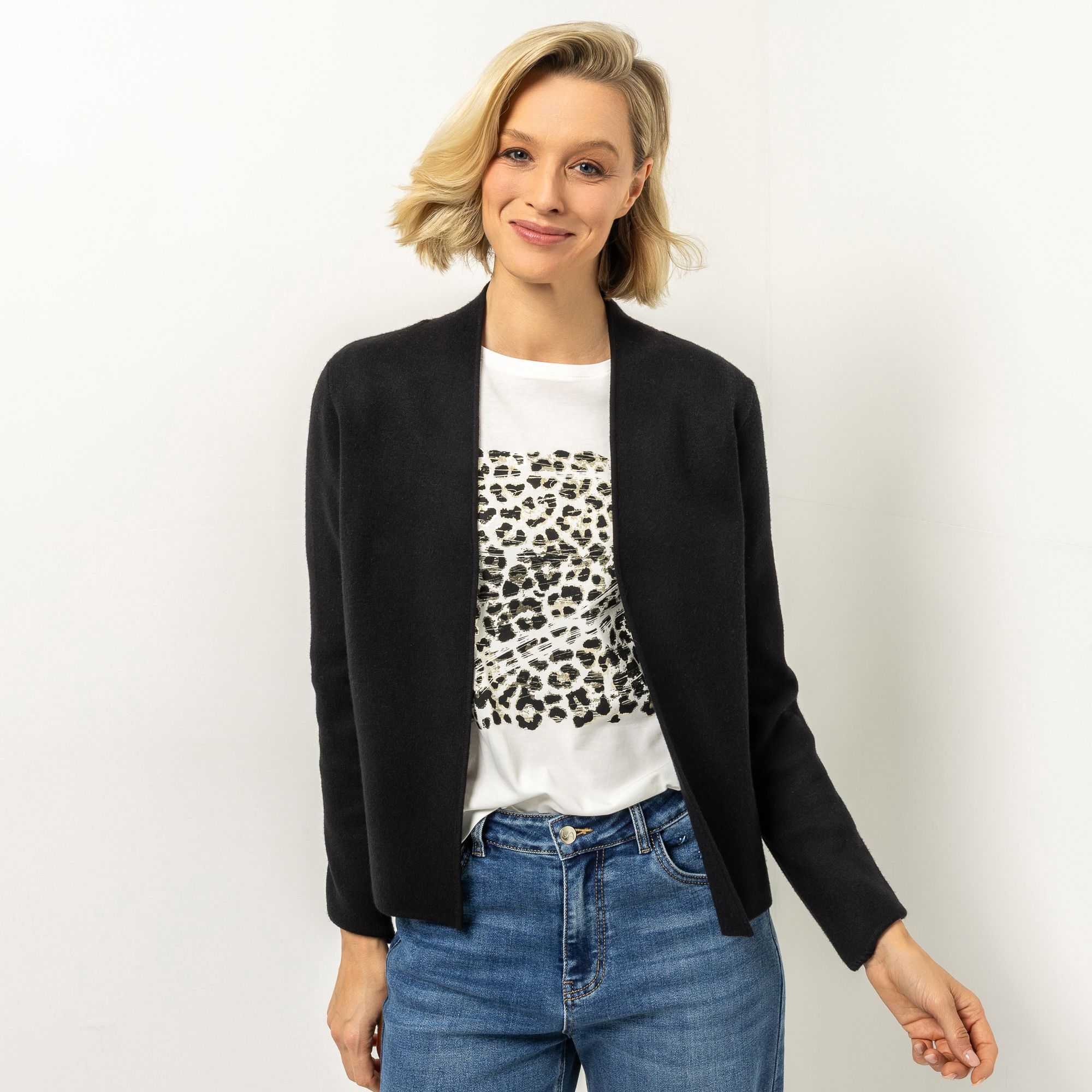 VIA MILANO Cardigan offene Front kurze Form figurumspielend