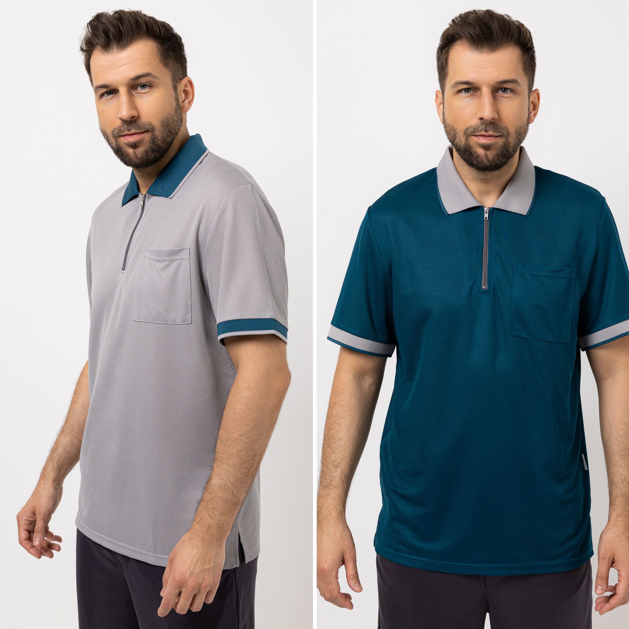 MEN'S TOUCH 2 Poloshirts, 1/2-Arm Mikrofaser Kontrastdetails Brusttasche