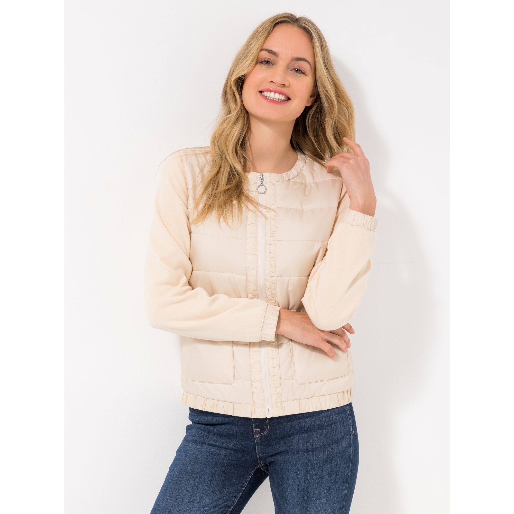 OLSEN Jacke, 1/1-Arm Rundhalsausschnitt Gummizug aufgesetzte Taschen