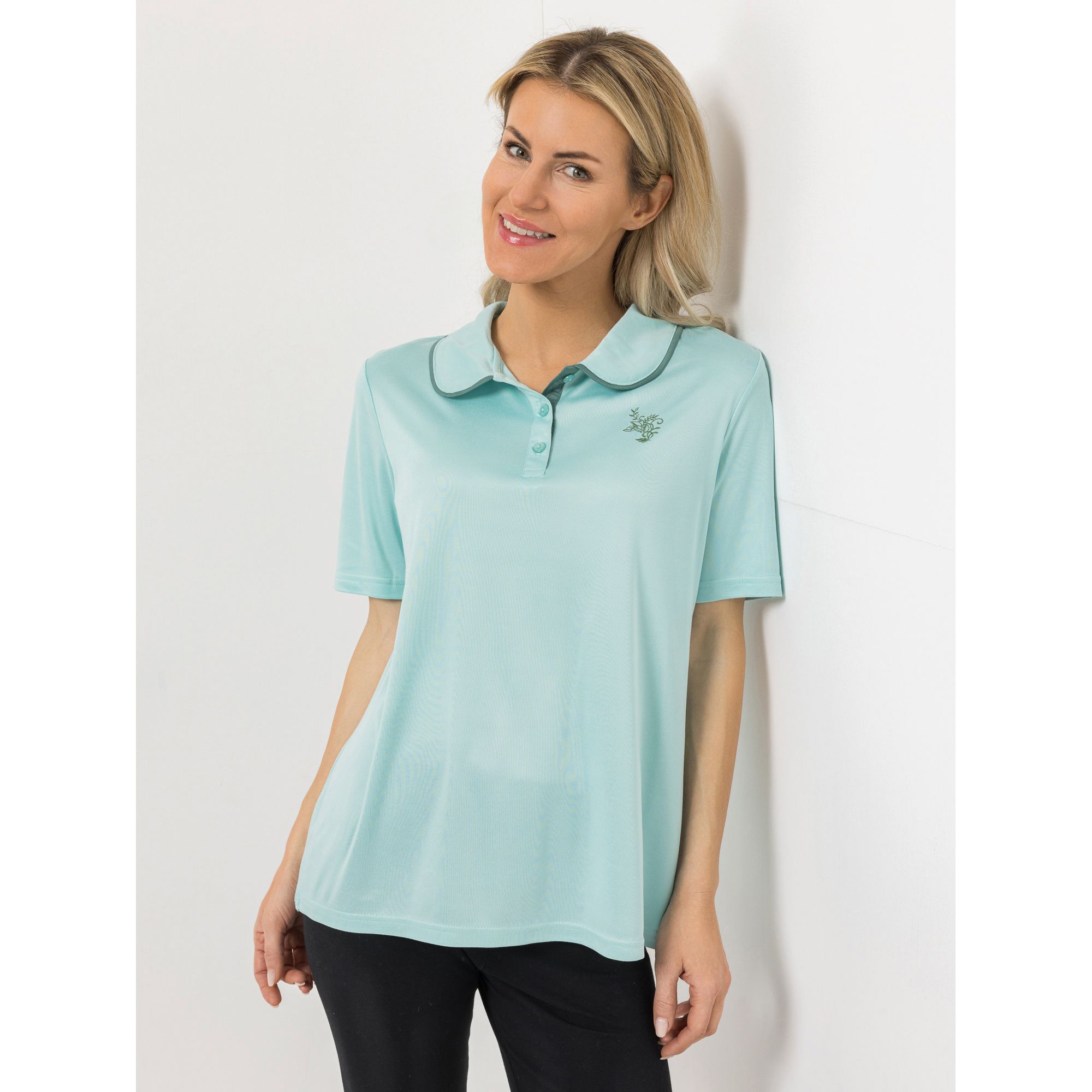 JERYMOOD HOMEWEAR Shirt, 1/2-Arm Mikrofaser Polokragen Seitenschlitze