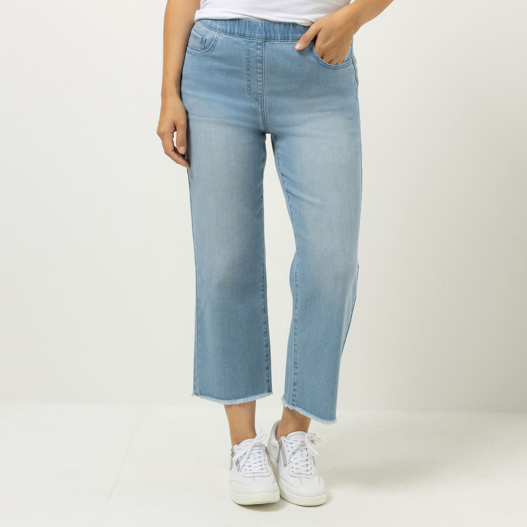 DENIM & CO. Jeans, 7/8-Länge 5-Pocket-Style Rundumdehnbund gerades Bein