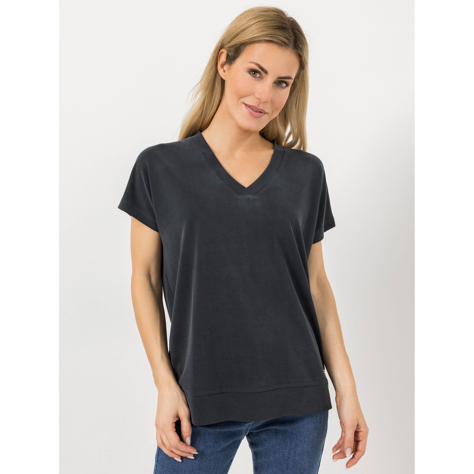 AMINATI® Shirt, 1/2 Arm V-Ausschnitt Seitenschlitze leger weit