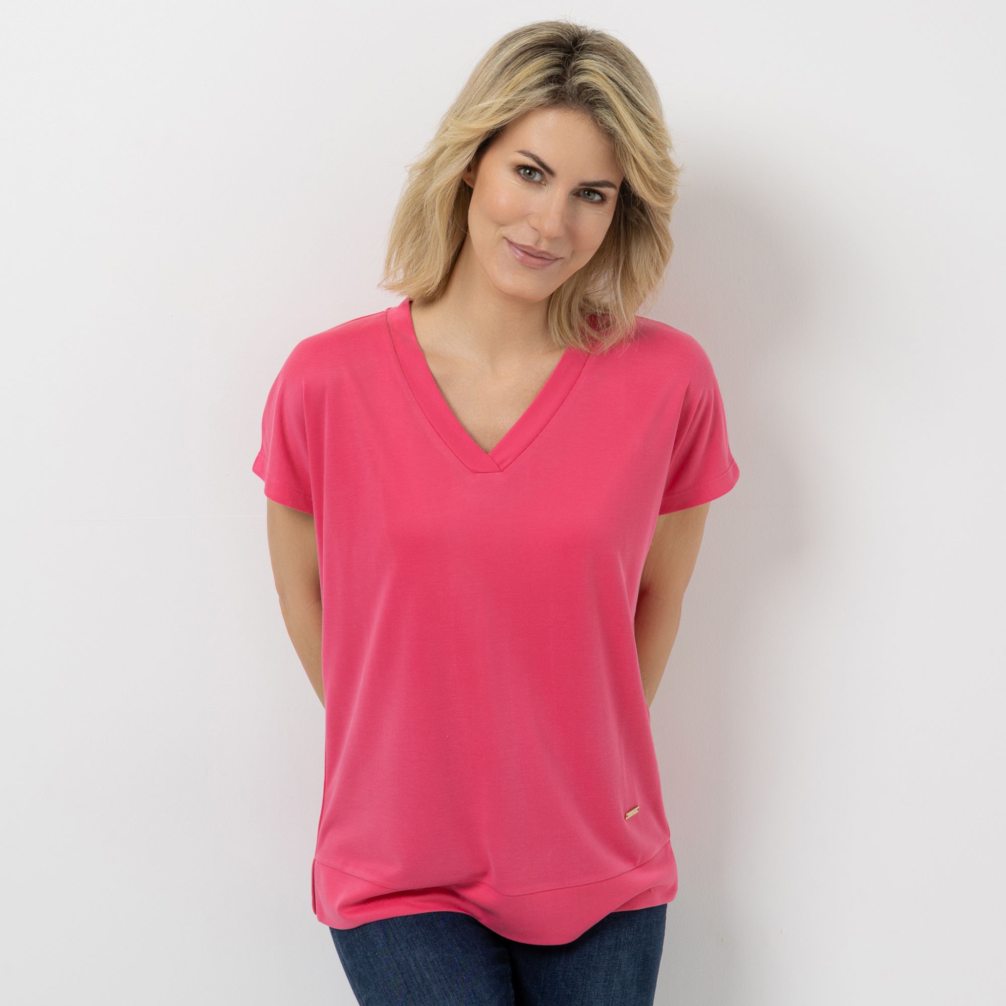 AMINATI® Shirt, 1/2 Arm V-Ausschnitt Seitenschlitze leger weit