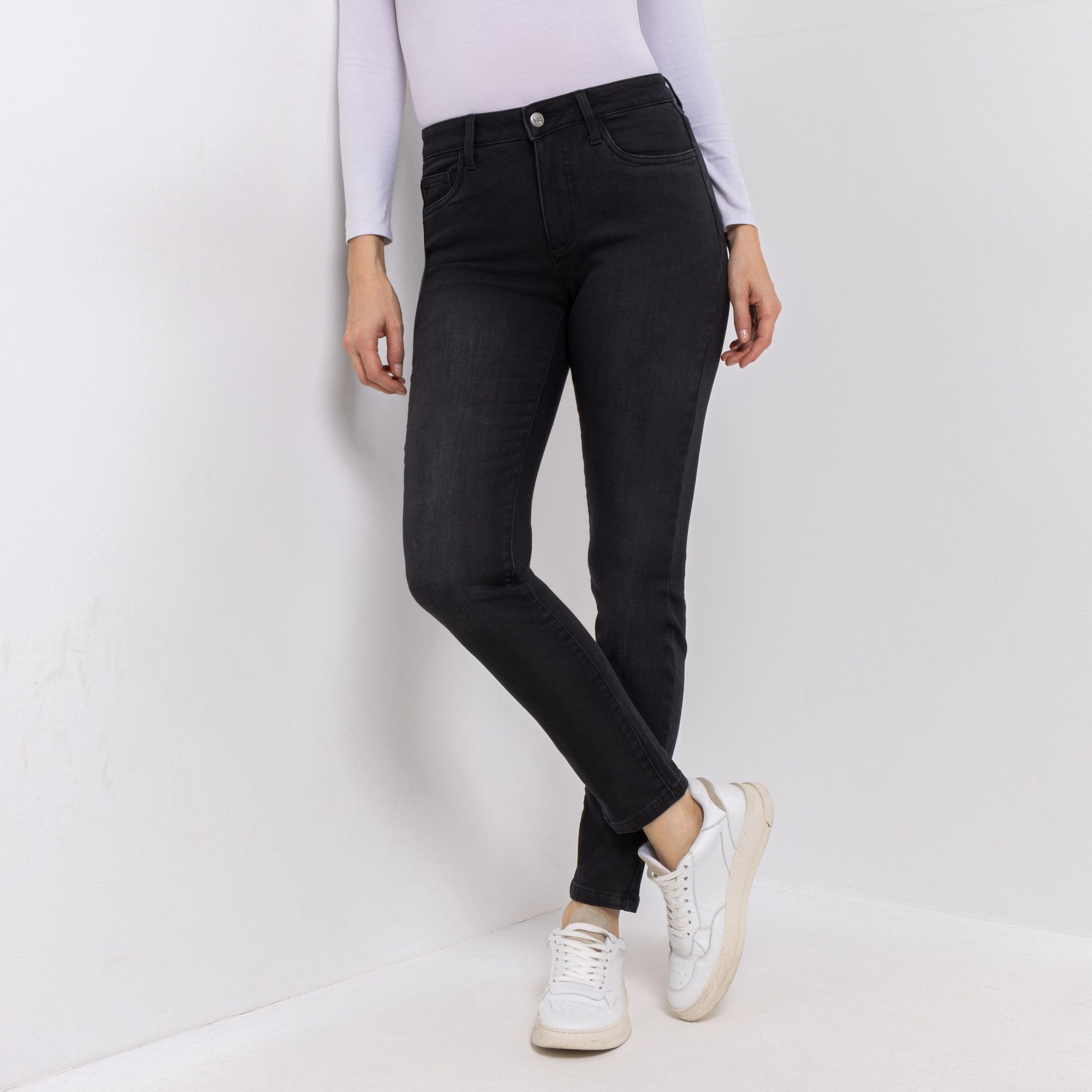 VIA MILANO Thermo-Jeans 5-Pocket-Style 1/1-Länge schmales Bein