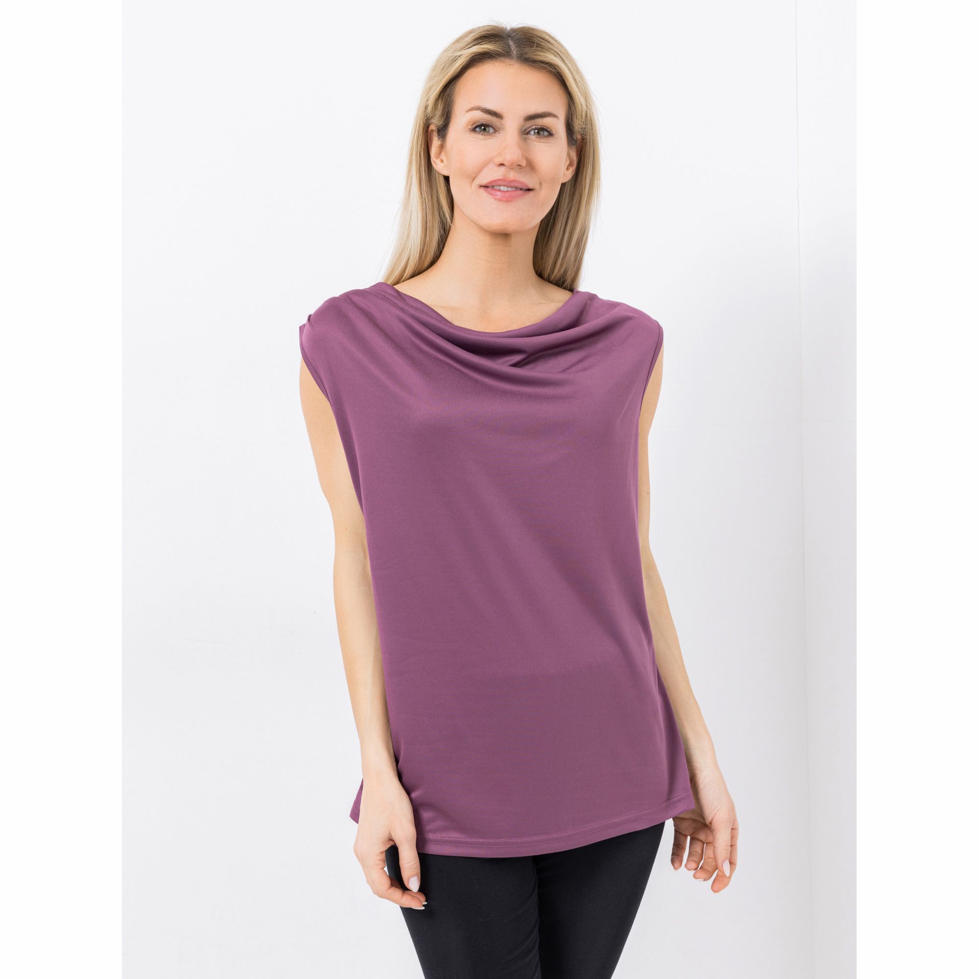 JERYMOOD HOMEWEAR Top, ohne Arm Mikrofaser Wasserfall-Ausschnitt mit Raffung