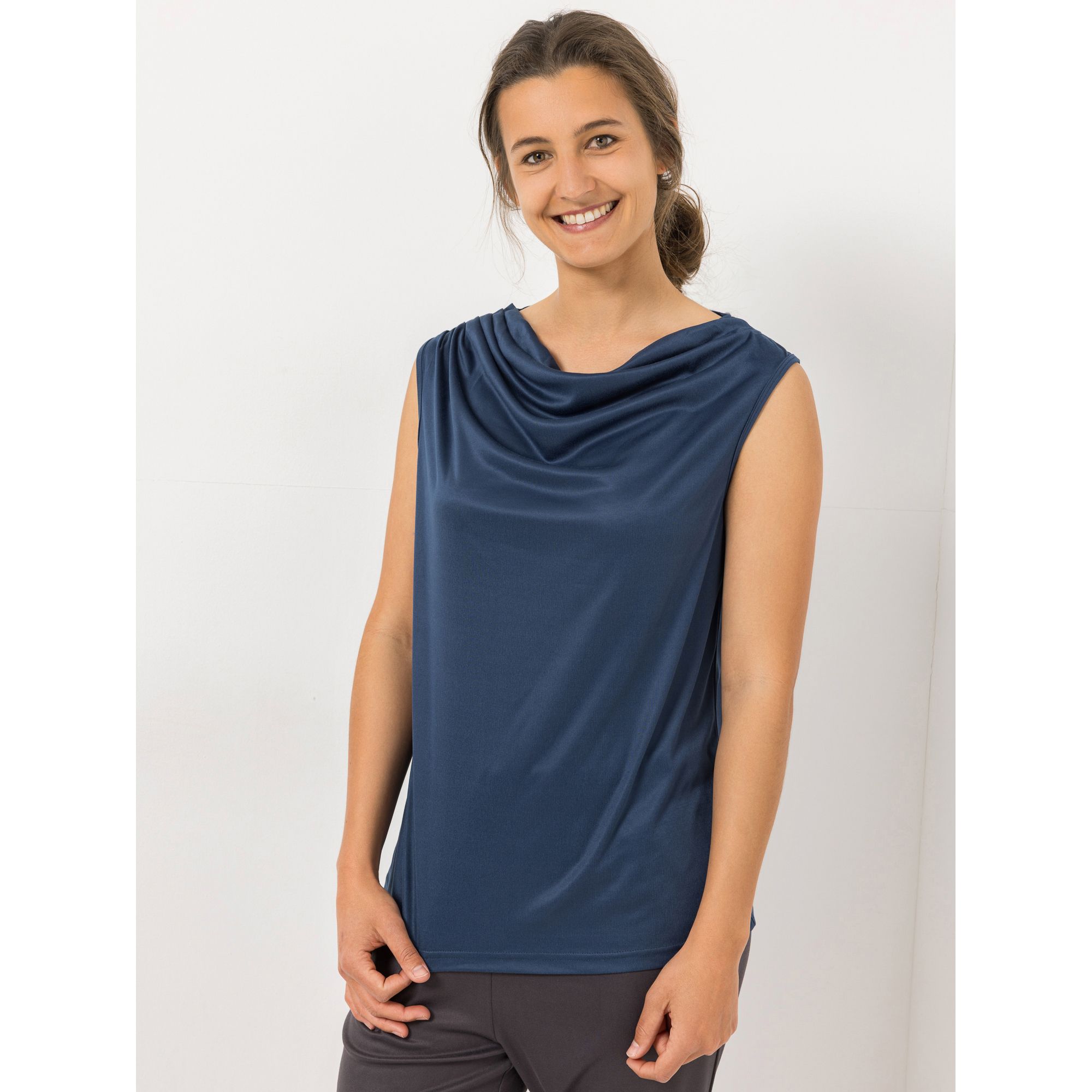 JERYMOOD HOMEWEAR Top, ohne Arm Mikrofaser Wasserfall-Ausschnitt mit Raffung