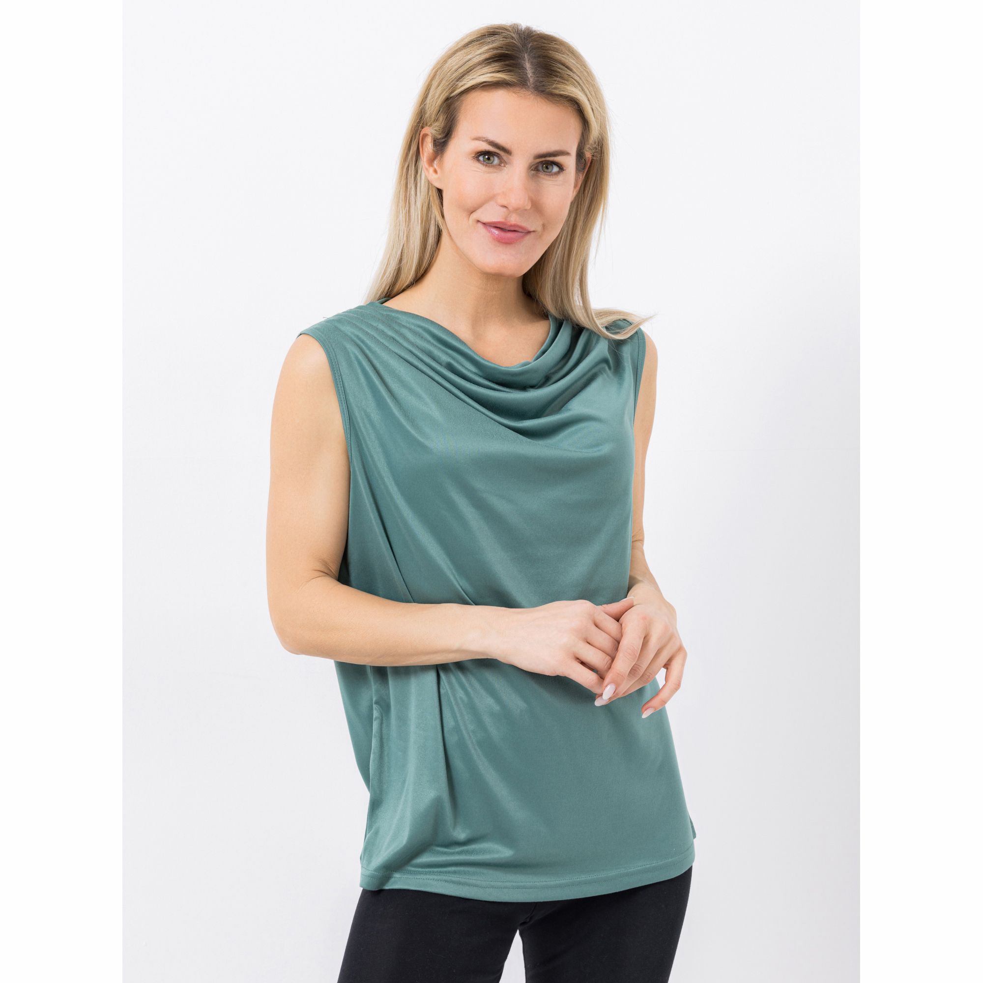 JERYMOOD HOMEWEAR Top, ohne Arm Mikrofaser Wasserfall-Ausschnitt mit Raffung