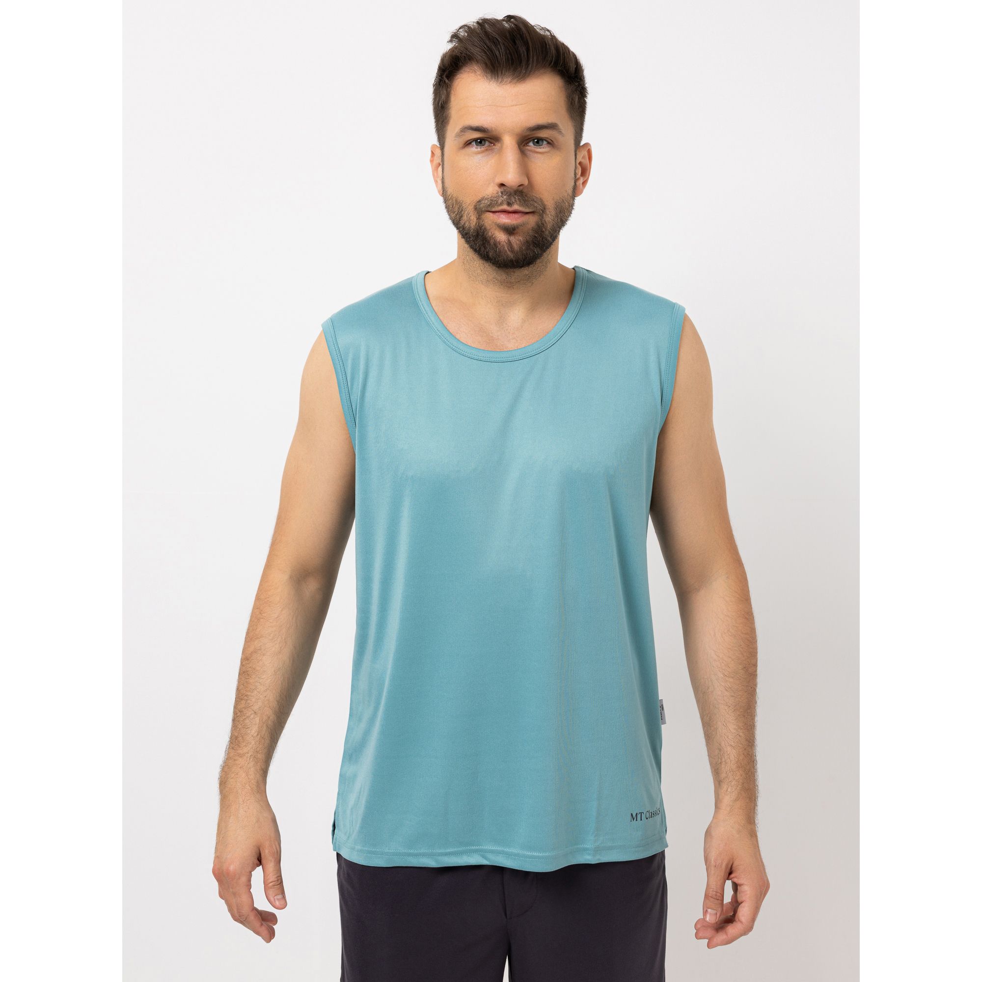 MEN'S TOUCH Achselshirt, ärmellos Mikrofaser Seitenschlitze Rundhalsausschnitt